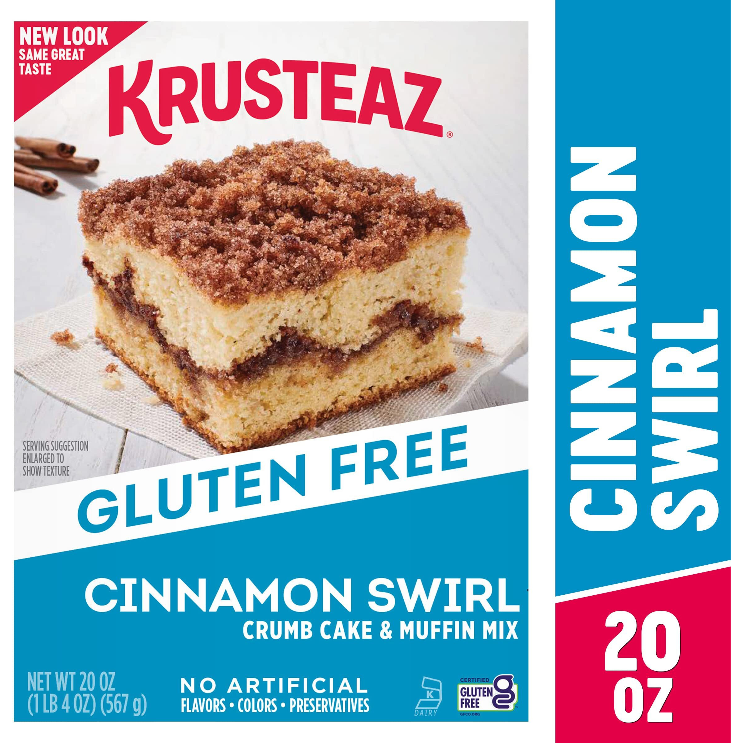 Krusteaz Gluten Free Baking Mix, Cinnamon Swirl Crumb Cake & Muffin Mix, Gluten Free With No Artificial Flavors, Colors Or Preservatives, 20 Ounce (Pack Of 2)