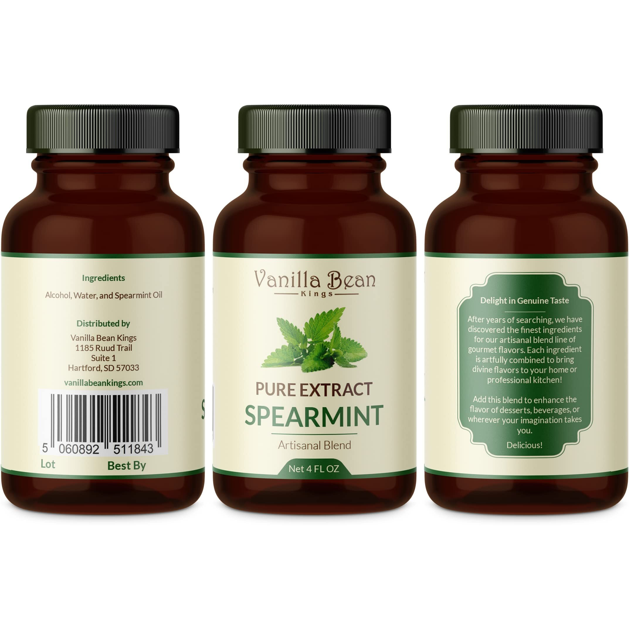 Pure Spearmint Extract For Baking And Flavoring - 4 Oz - Premium Quality Natural Flavors For Baked Goods, Desserts, & Cooking
