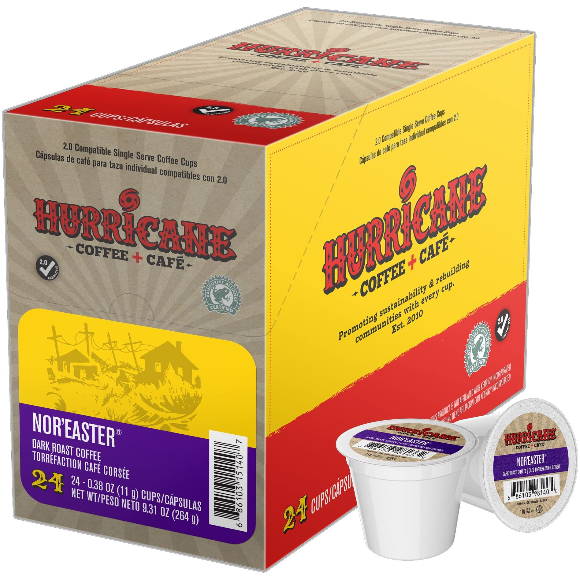 Hurricane Noreaster Coffee, Single Serve Cups For Keurig K Cup Brewers. 0.38 Oz. (Pack Of 24)