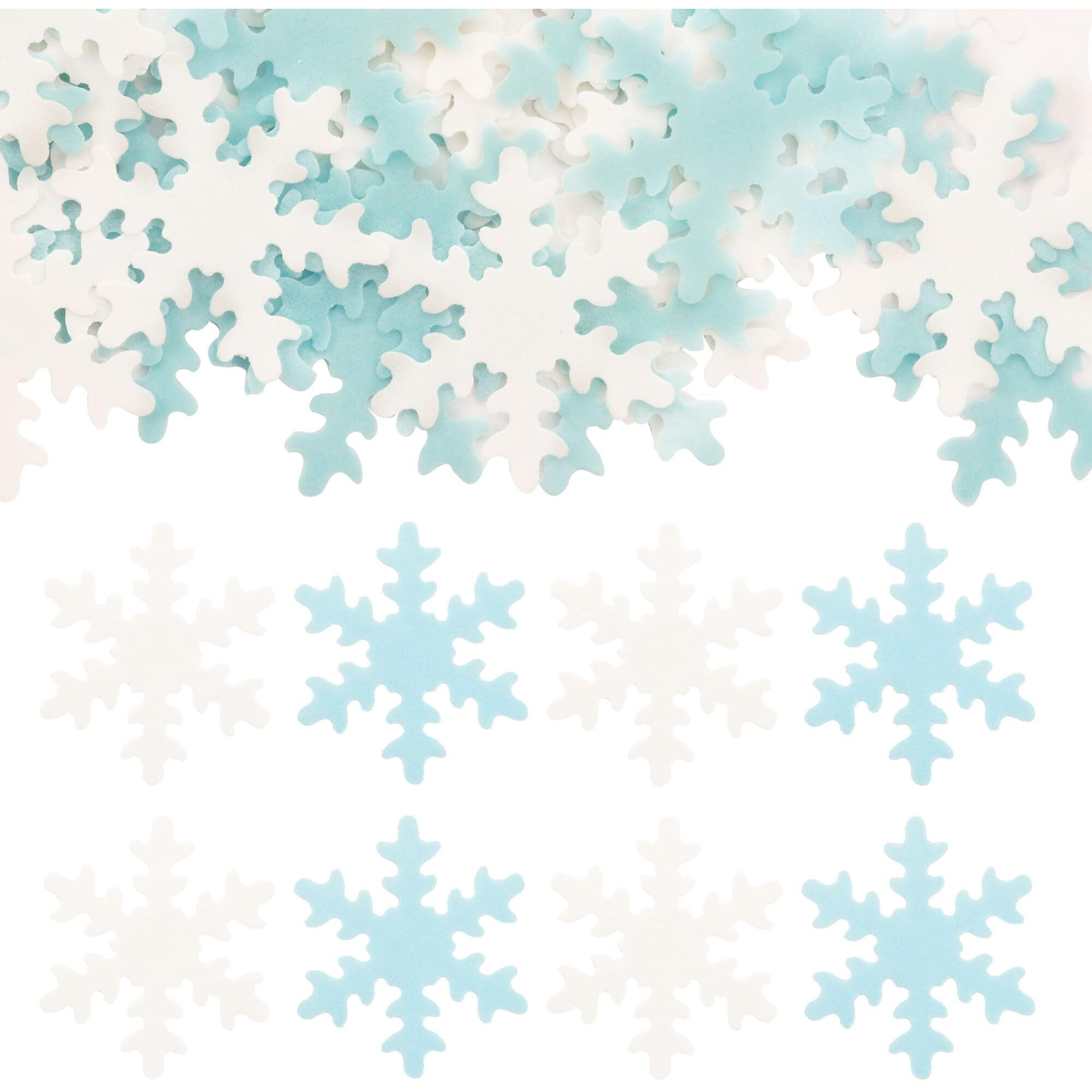 50Pcs White And Blue Edible Snowflake Cupcake Toppers Snowflakes Cake Topper Decorations For Christmas Winter Holiday Frozen Theme Babyshower Birthday Wedding Party Supplies
