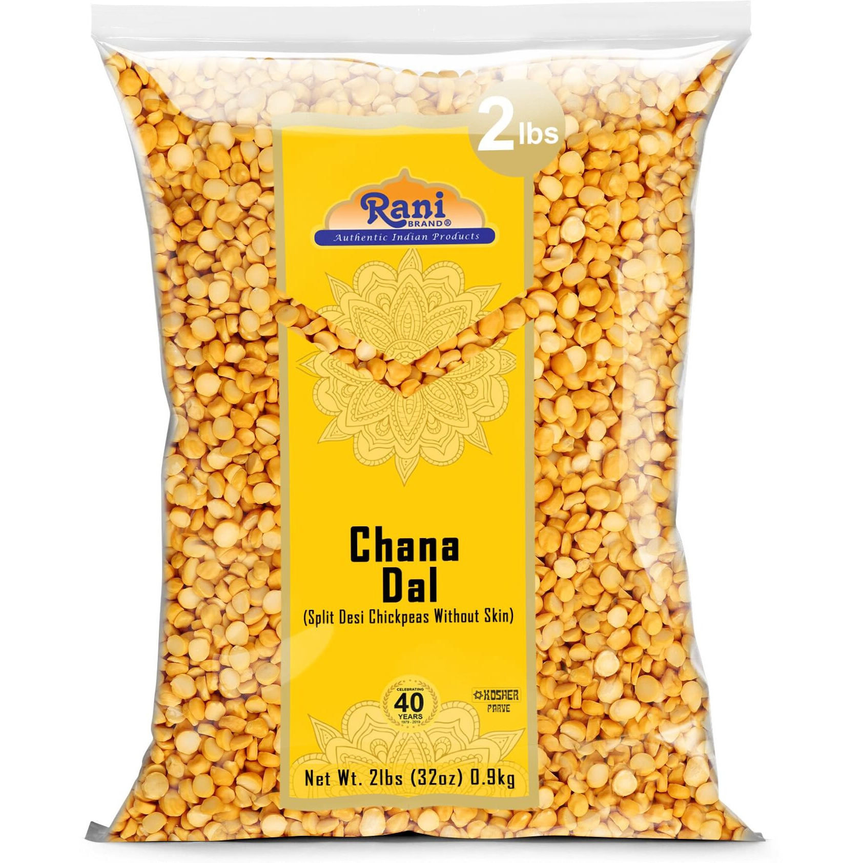 Rani Chana Dal (Split Desi Chickpeas Without Skin) 32Oz (2Lbs) 908G ~ All Natural | Gluten Friendly | Non-Gmo | Kosher | Vegan | Indian Origin