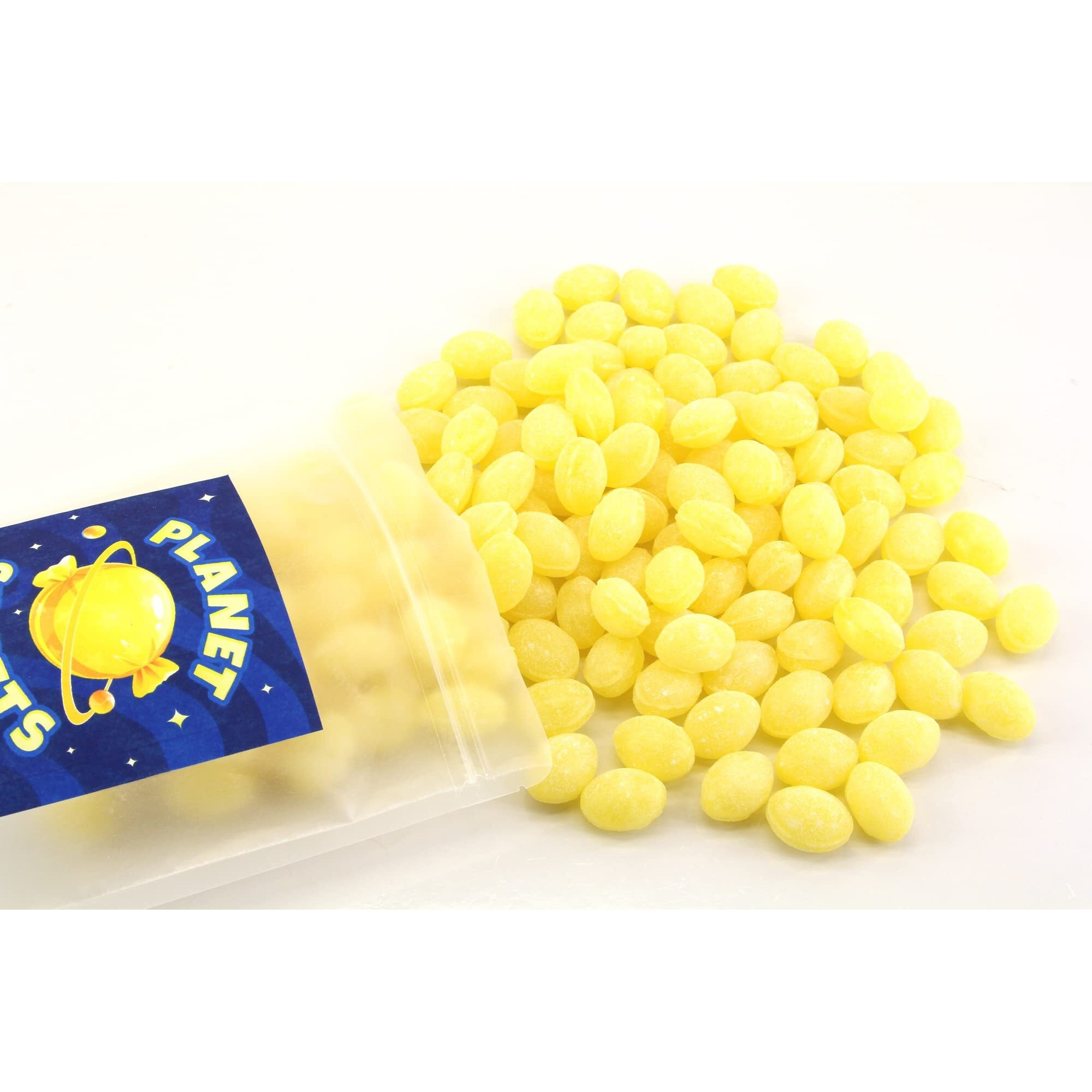 Planet Sweets Sanded Lemon Hard Candy Drops - 8 Ounce - Old Fashioned Candies - Naturally Flavored - Gluten Free