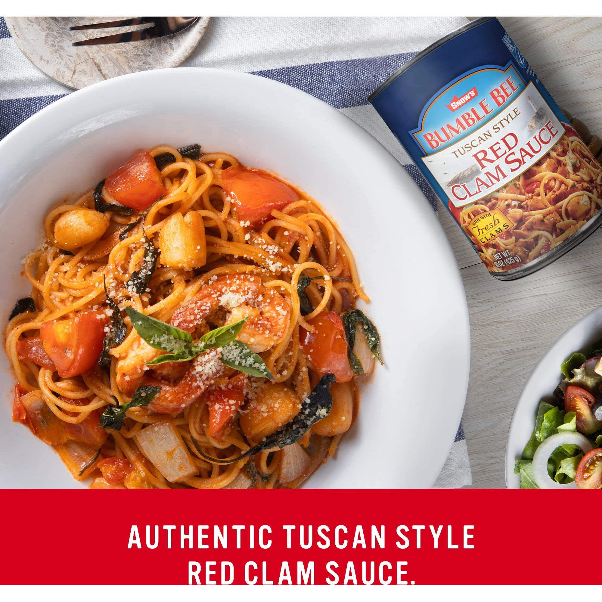 Bumble Bee Snow's Tuscan Style Red Clam Sauce, 15 Oz (Case Of 12) - Authentic Italian Clam Sauce - Made With Fresh Clams, Garlic & Spices - Serve With Your Favorite Pasta Or Add To Seafood Recipes