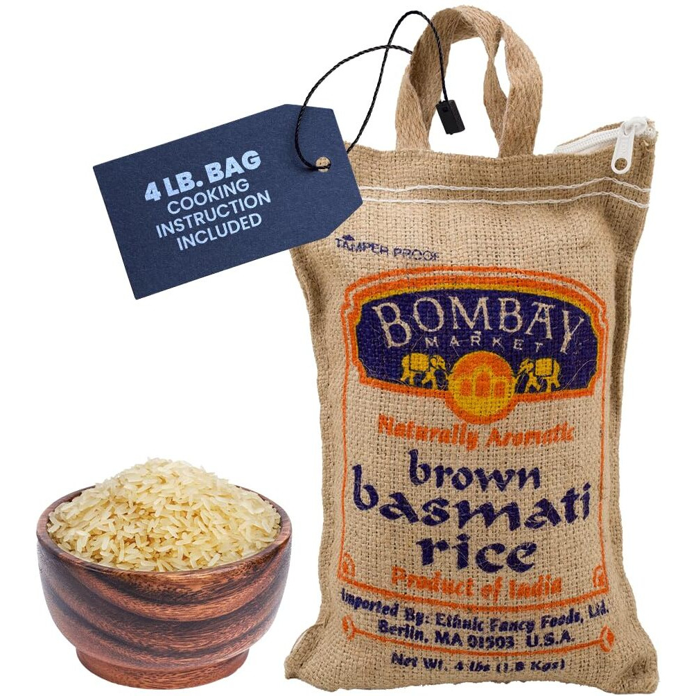 Bombay Market Brown Basmati Rice - Aromatic & Nutty Flavor Basmati Rice - Long Grain Rice Basmati (4 Pound Bag)