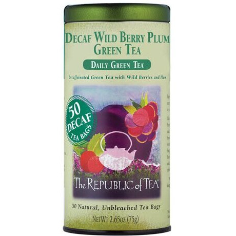The Republic Of Tea - Decaf Wild Berry Plum Green Tea, 50 Tea Bags, Tin | Fruit Tea | Decaffeinated