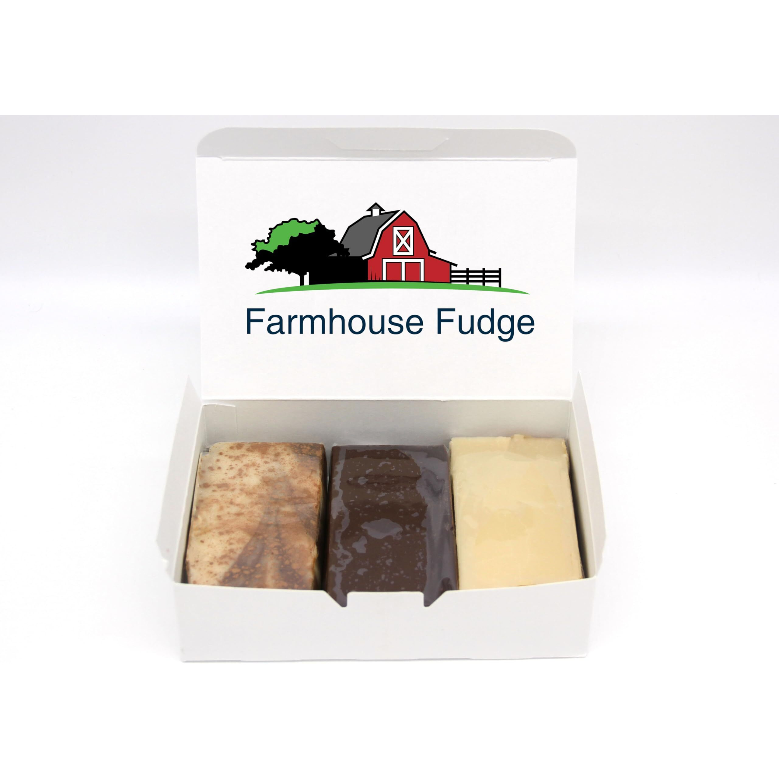 Farmhouse Fudge - Build Your Own 3 Piece Fudge Box Sampler - Fresh Fudge Made With Butter And Cream, No Marshmallows Over 50 Flavors - Perfect Treat For Everyone (24 Ounce)