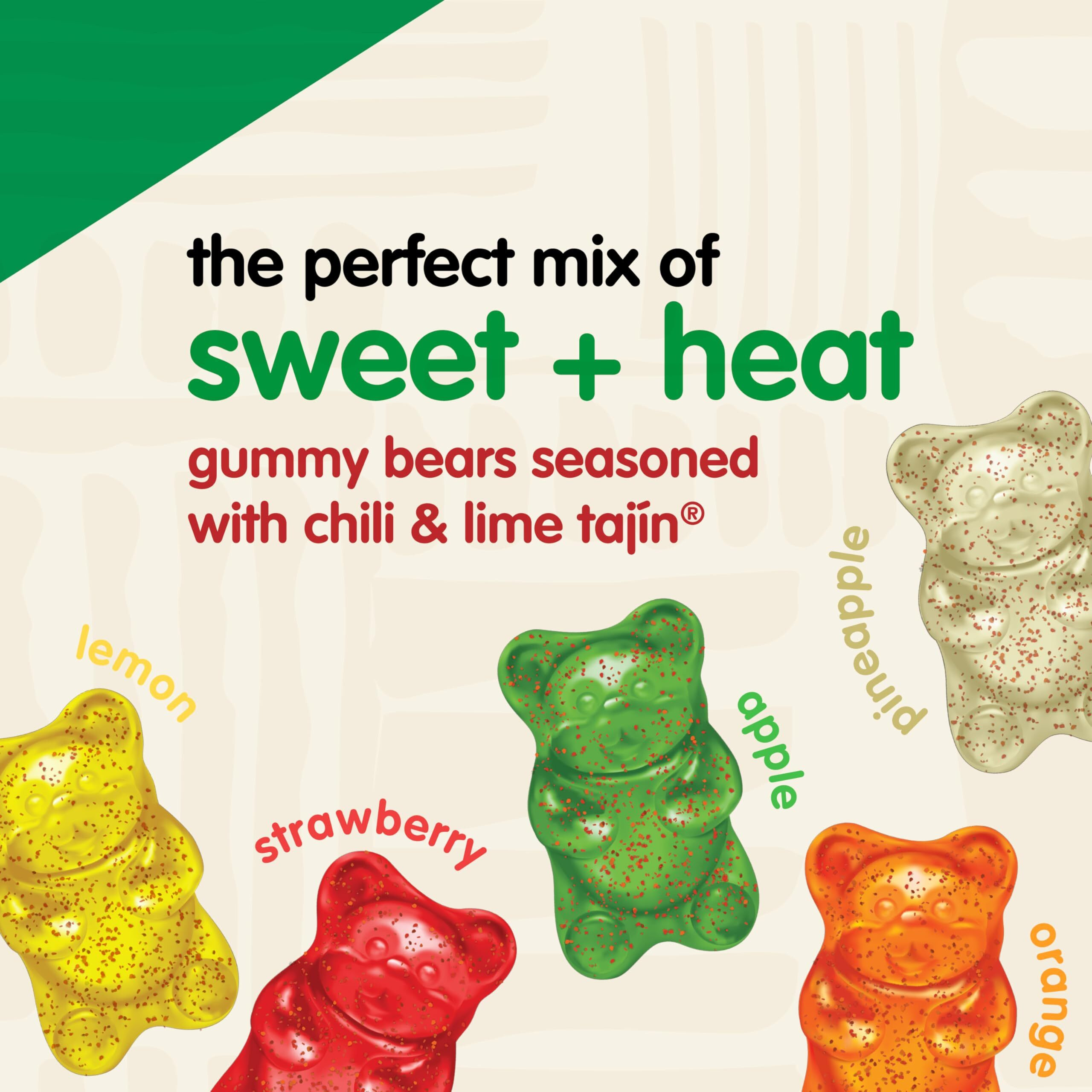 Snak Club Tajin Gummy Bears, Assorted Fruit Candy Gummies With Chili And Lime Seasoning, Mild Spice, Gluten-Free And Vegan Snacks, 9 Oz Resealable Bags, 3 Pack