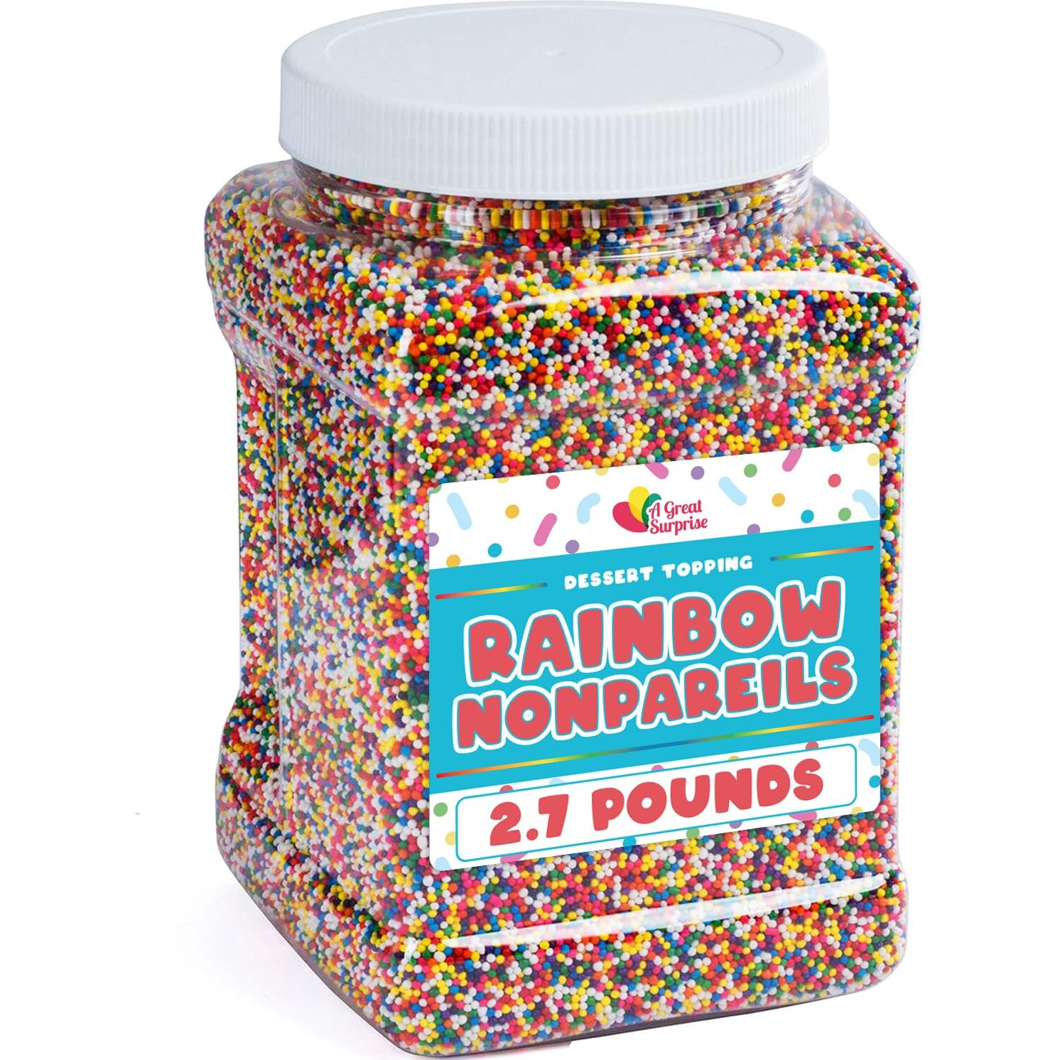 Rainbow Nonpareils Sprinkles - 2.7 Pounds - Rainbow Christmas Sprinkles - Bulk Ice Cream Sprinkles - Rainbow Non Pareil Sprinkles For Cake Decorating, Cookies, Cupcakes