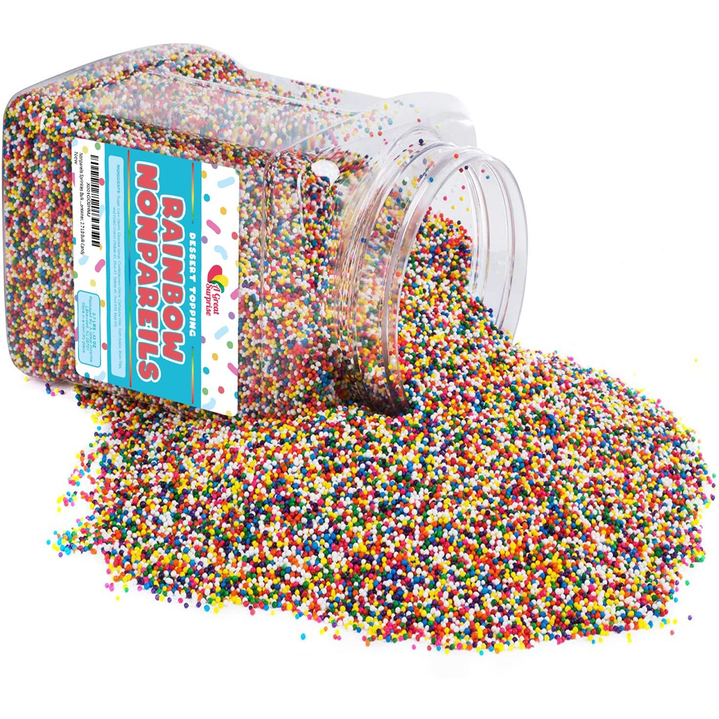 Rainbow Nonpareils Sprinkles - 2.7 Pounds - Rainbow Christmas Sprinkles - Bulk Ice Cream Sprinkles - Rainbow Non Pareil Sprinkles For Cake Decorating, Cookies, Cupcakes