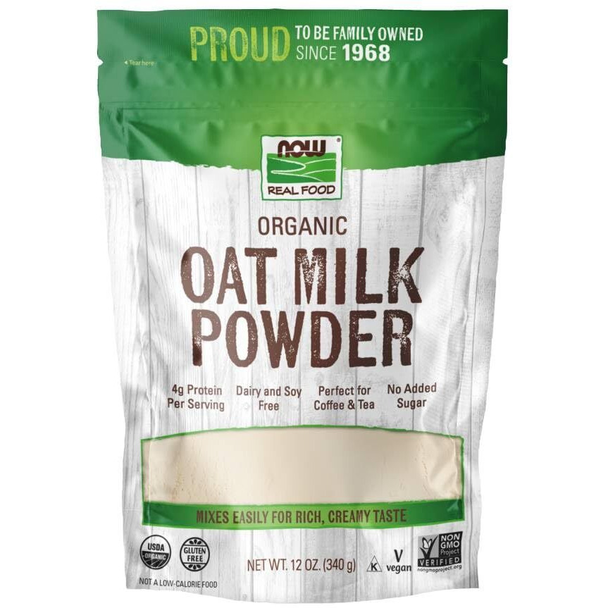 Now Foods, Organic Oat Milk Powder, Dairy And Soy Free, No Sugar Added, Vegan, Ngmo, Gluten Free, 12 Ounce