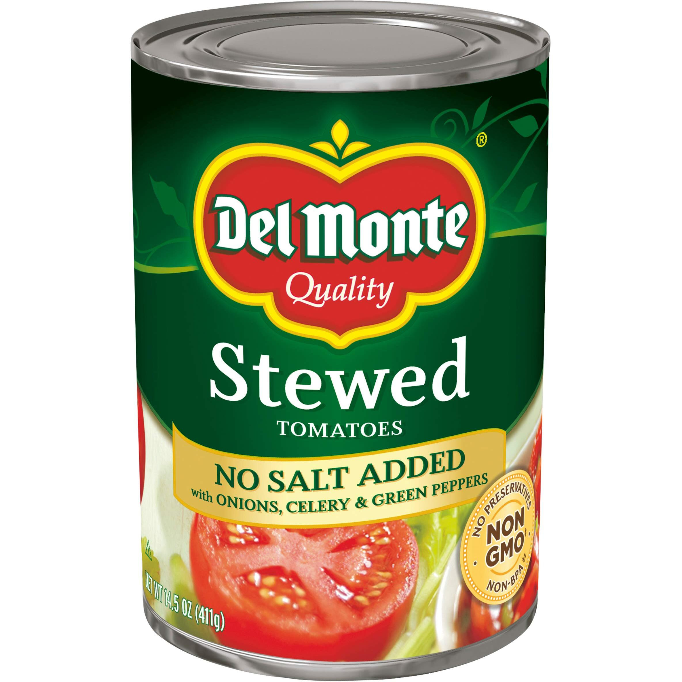 Del Monte Stewed Tomatoes With Onions, Celery, And Green Peppers, No Salt Added, 14.0Z (12 Pack)