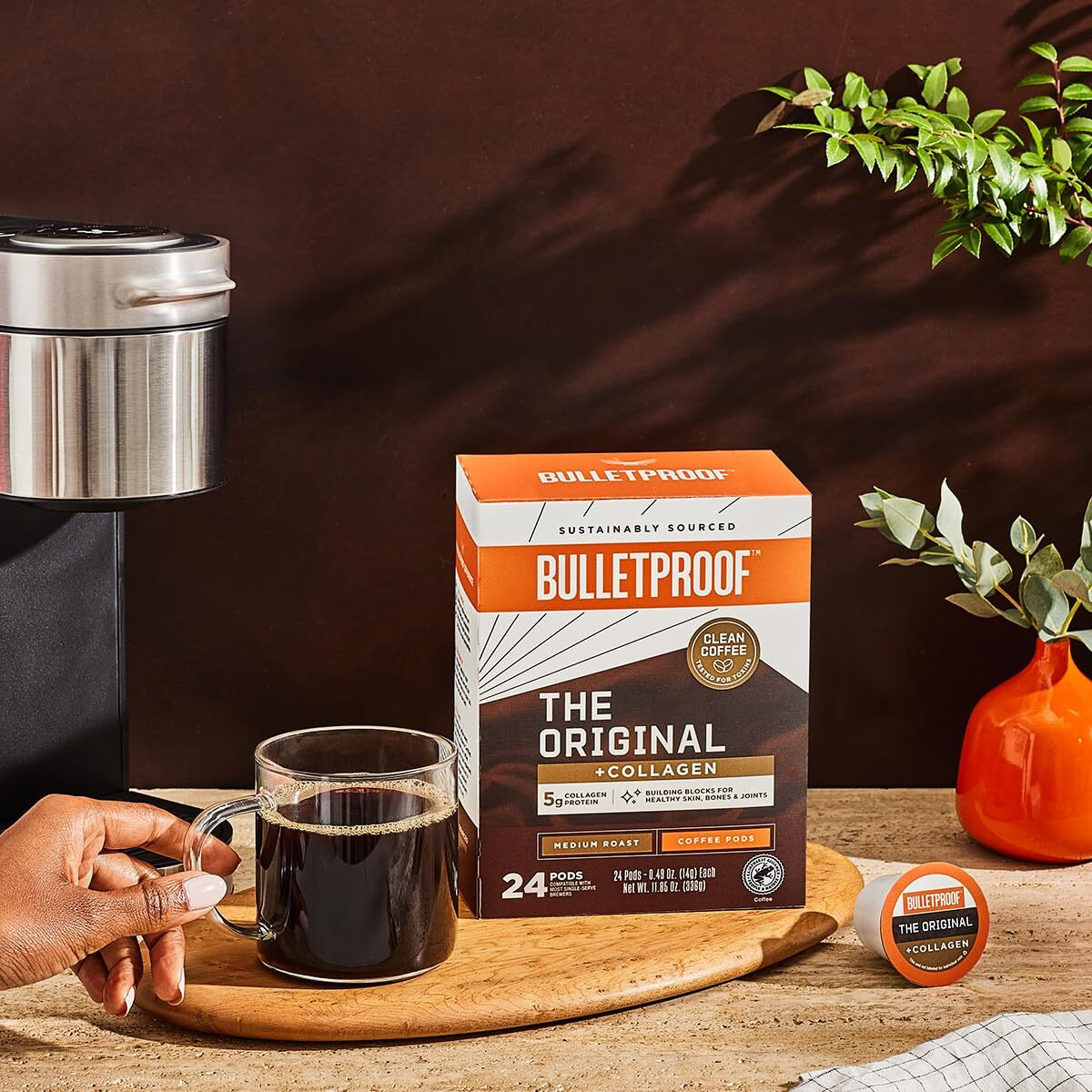 Bulletproof The Original + Collagen Single-Serve Coffee Pods, 24 Count, 100% Arabica Coffee Sourced From Central And South America With Collagen