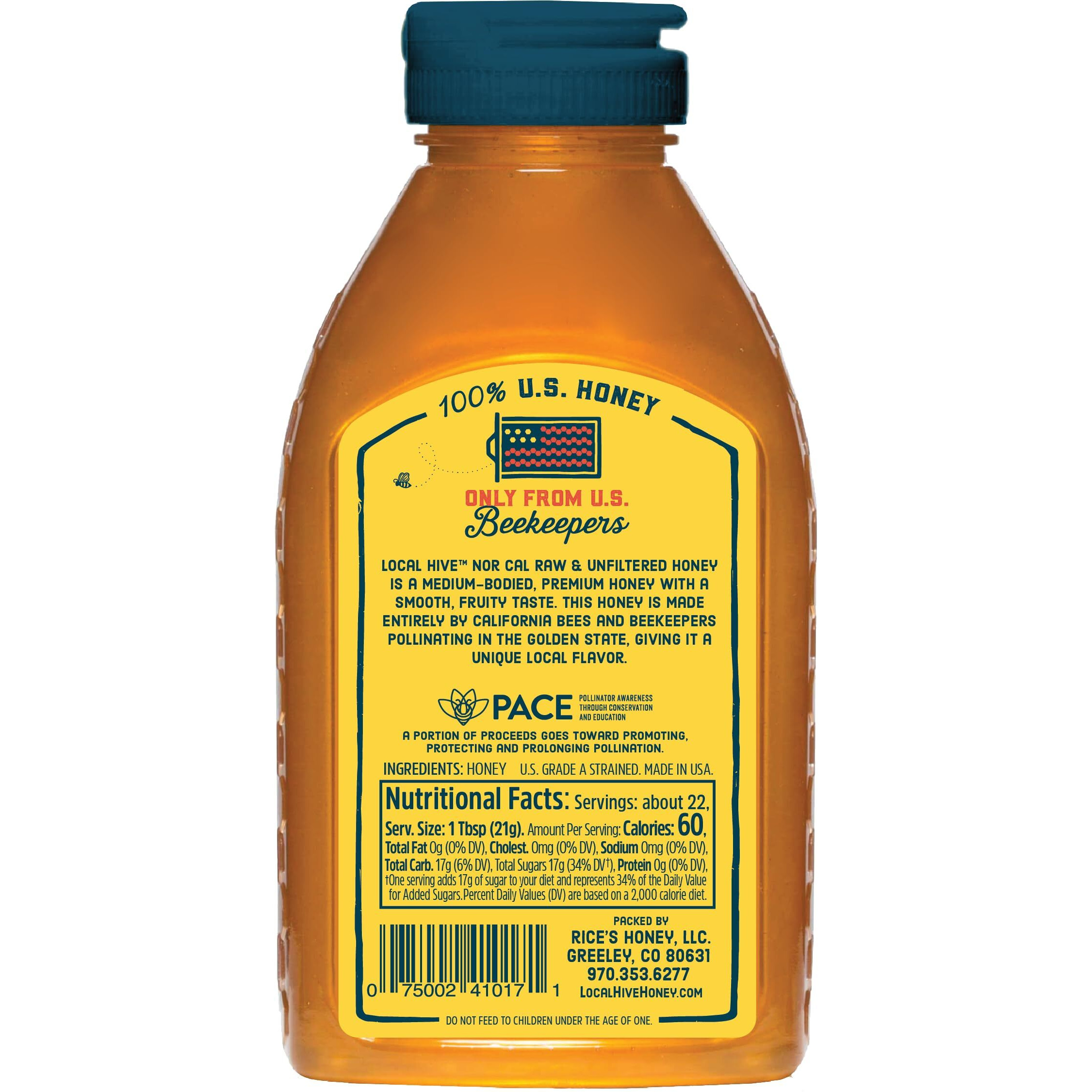 Local Hive North California Raw Unfiltered Honey 16Oz. 100% Us Honey Sourced From American Bees And Beekeepers.