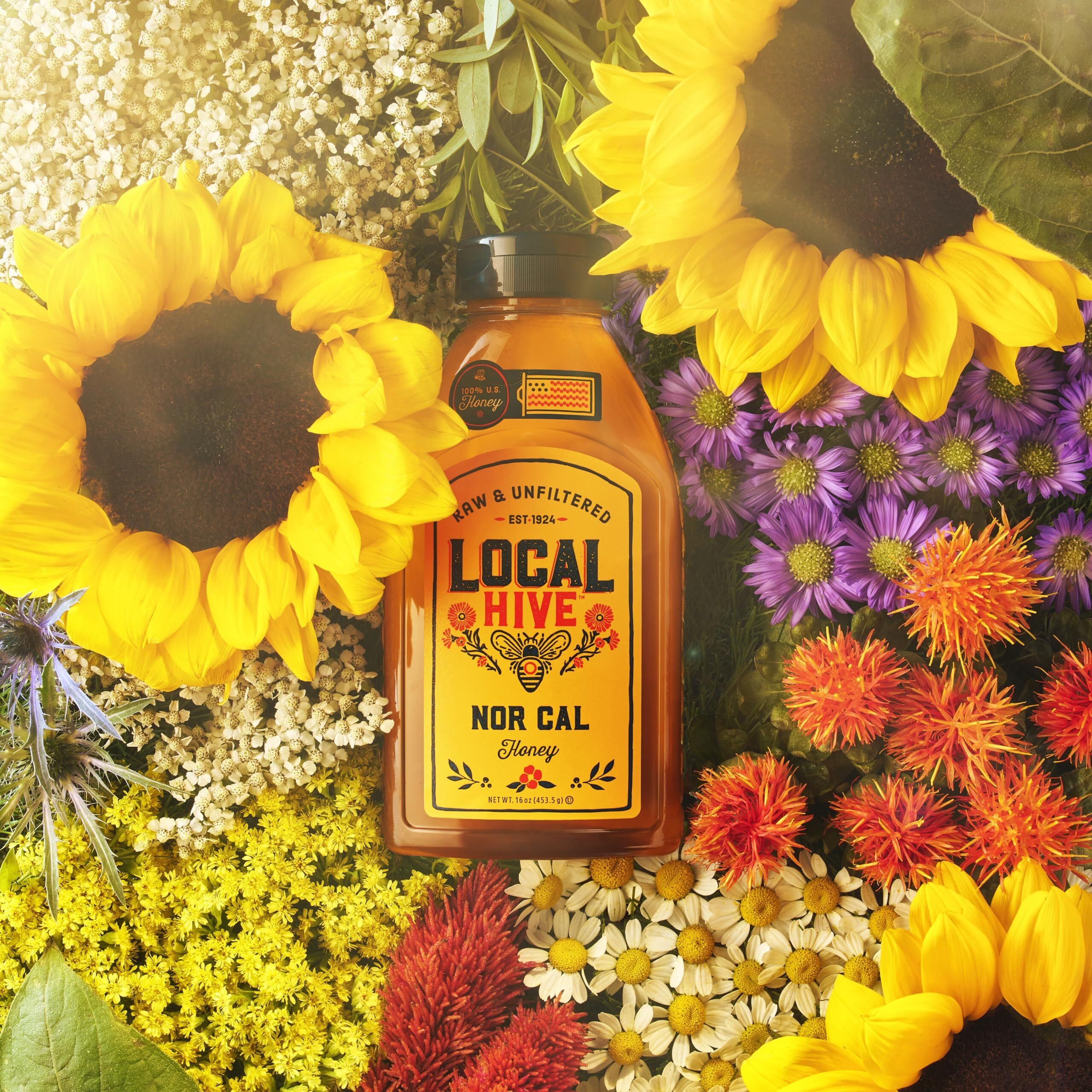 Local Hive North California Raw Unfiltered Honey 16Oz. 100% Us Honey Sourced From American Bees And Beekeepers.