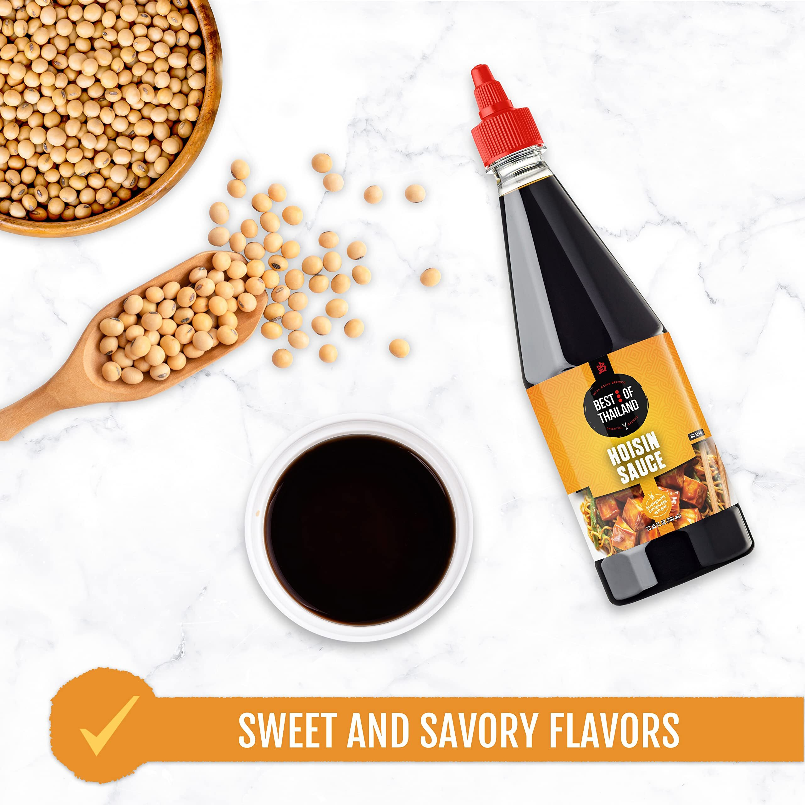 Best Of Thailand Hoisin Sauce | Real Authentic Asian Brewed Sauces For Cooking & Meal Dressings | No Msg, Certified Kosher & Fat-Free | 2 Pack - Each 23.65 Fl Oz