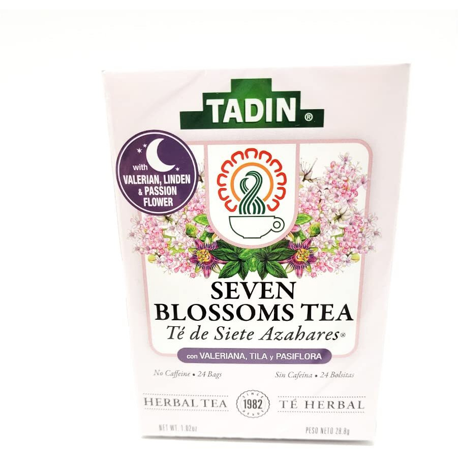 Tadin Herbal Tea Siete Azahares / Seven Blossoms. Calming, Soothing & Caffeine Free Blend. 24 Bags. 1.01 Oz - Pack Of 3