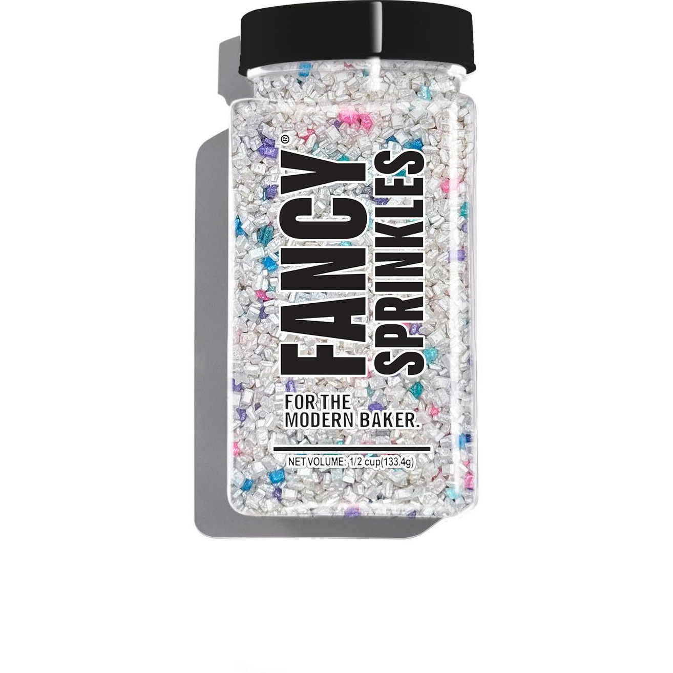Fancy Sprinkles Unicorn Breath Fancy Sugar Pearlescent White Sugar Crystals Flecked With Blue, Purple, Pink, And Teal Sugars, And Silver Mini Edible Glitter Stars (0.5C)