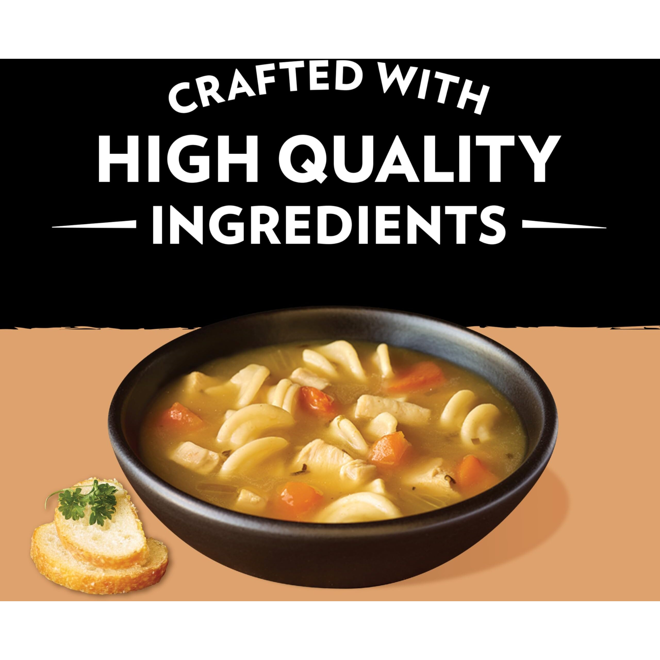 Campbell's Slow Kettle Style Roasted Chicken Noodle Soup With White Meat Chicken, 15.5 Oz. Tub (Case Of 8)