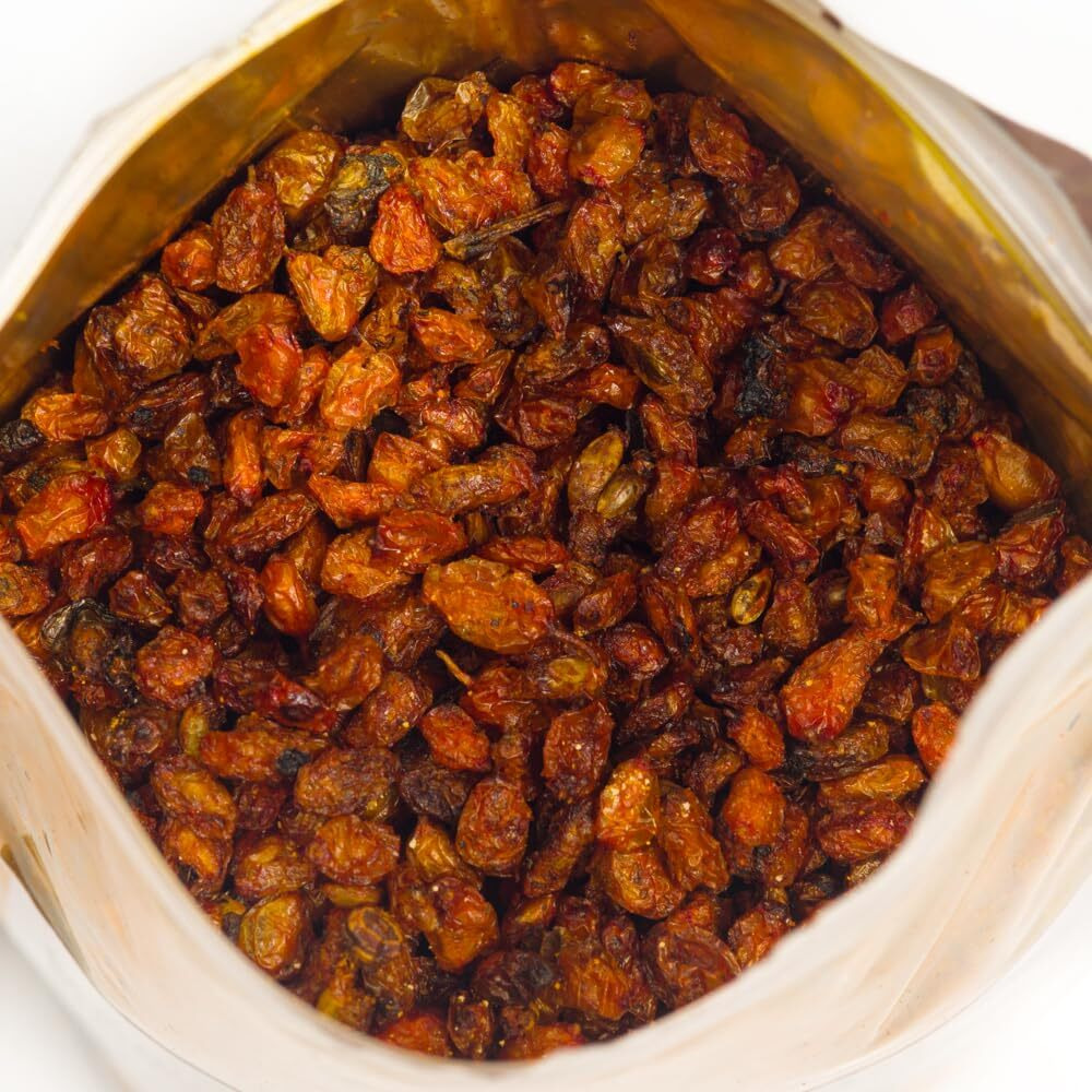 Siberian Sea Buckthorn Dried Berries 7.06 Oz (200 G) Unsweetened 100% Raw Natural Wild Harvested Hippophae Fruit, No Additives, High Omega-7, Sports Bars, Yogurt, Smoothie, Snacks