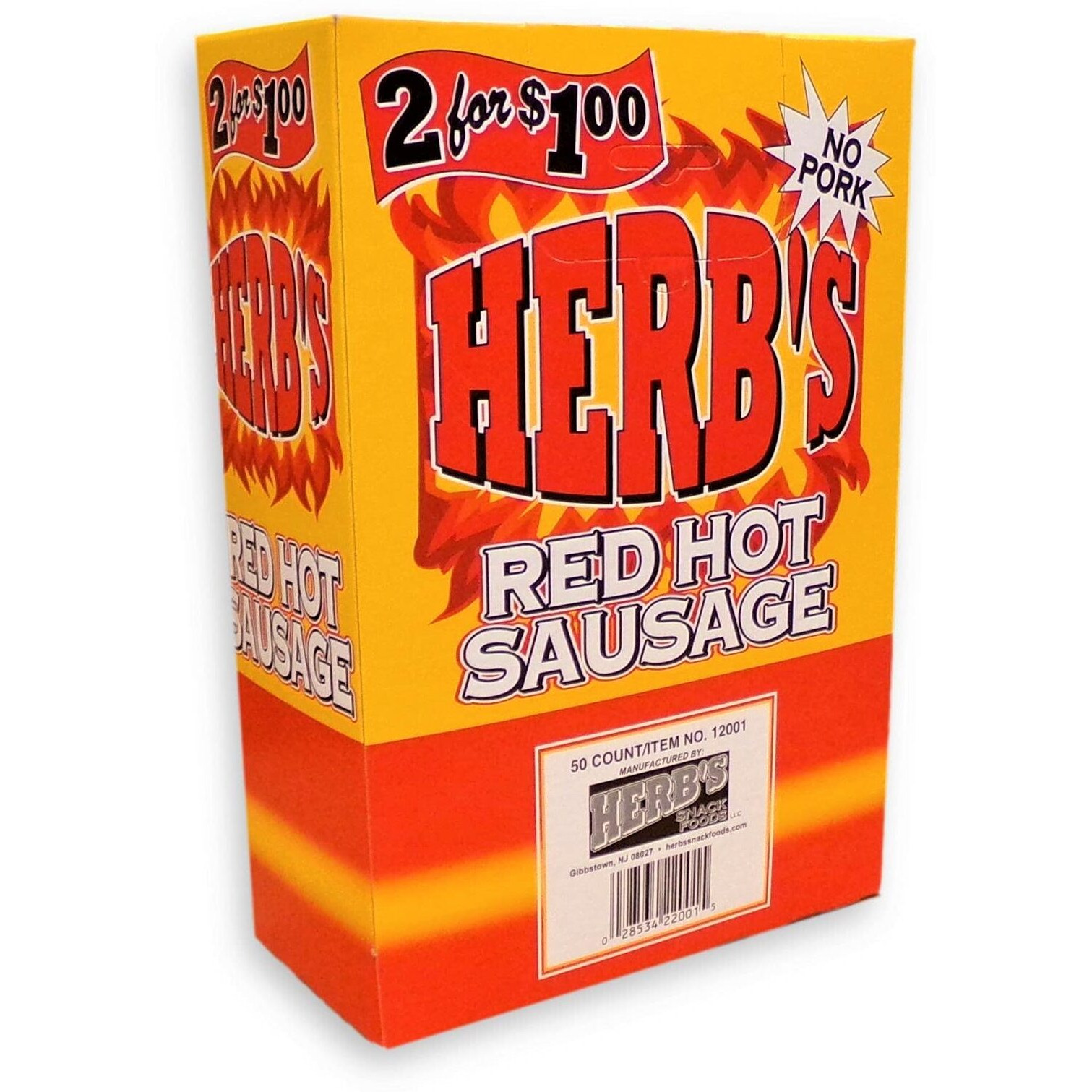 Herb's Red Hot Sausage 50Ct 2 For 1