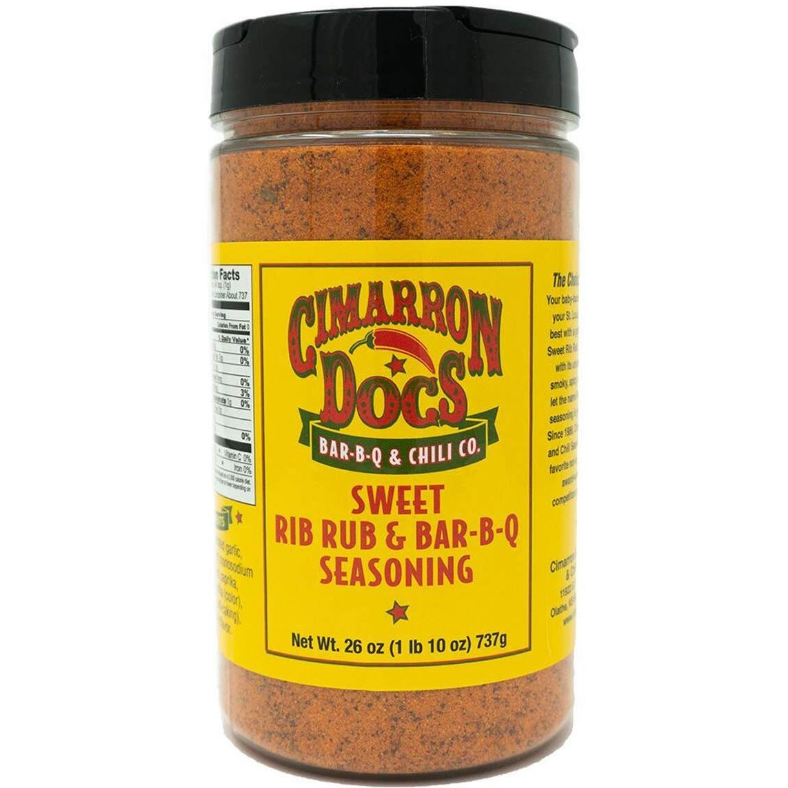 Cimarron Docs Sweet Rib Rub & Bar-B-Q Seasoning Large 1 Lb 10 Oz (26 Oz)