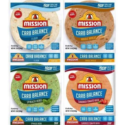 Mission Carb Balance Tortilla Variety Pack - Flour, Whole Wheat, Spinach Herb, And Tomato Basil