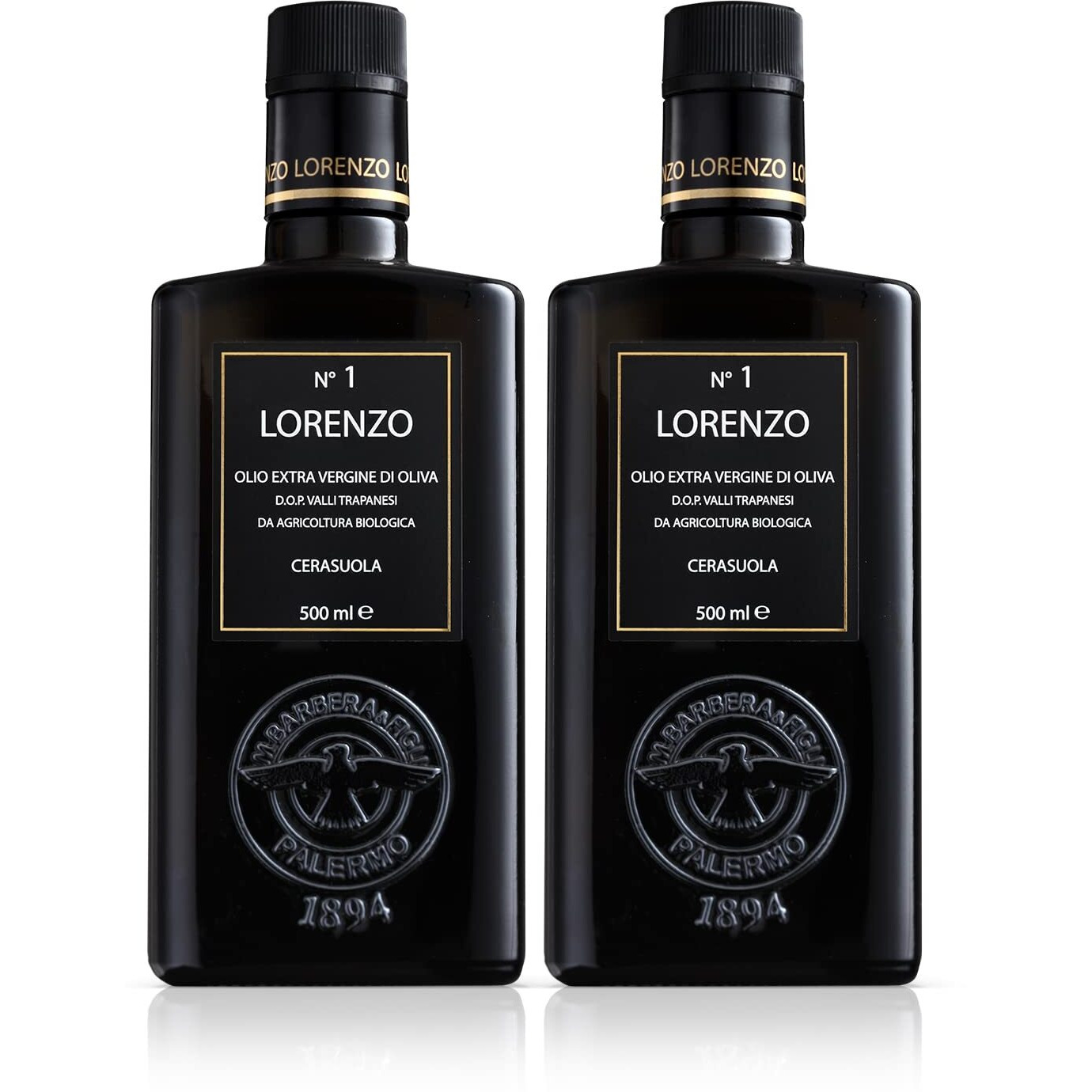 Barbera Lorenzo 1 Organic Extra Virgin Olive Oil Pdo Valli Trapanesi, Fruity, Cold Extracted Authentic Sicilian Olive Oil, Fresh Harvest Imported Olive Oil From Italy 16.9 Oz - Pack Of 2