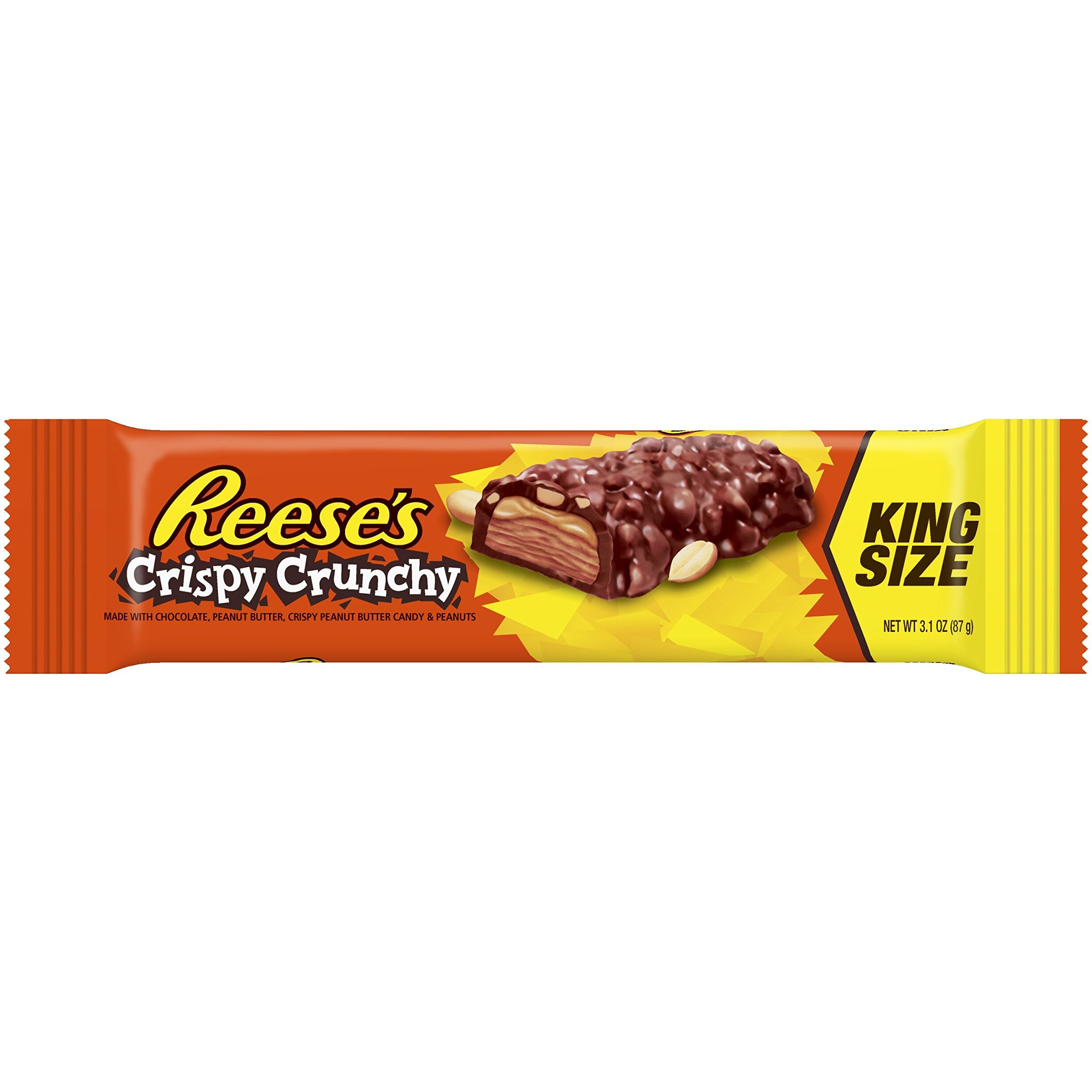 Reese's Peanut Butter Candy Bar Crispy Crunchy Bars, King Size (Pack Of 18)