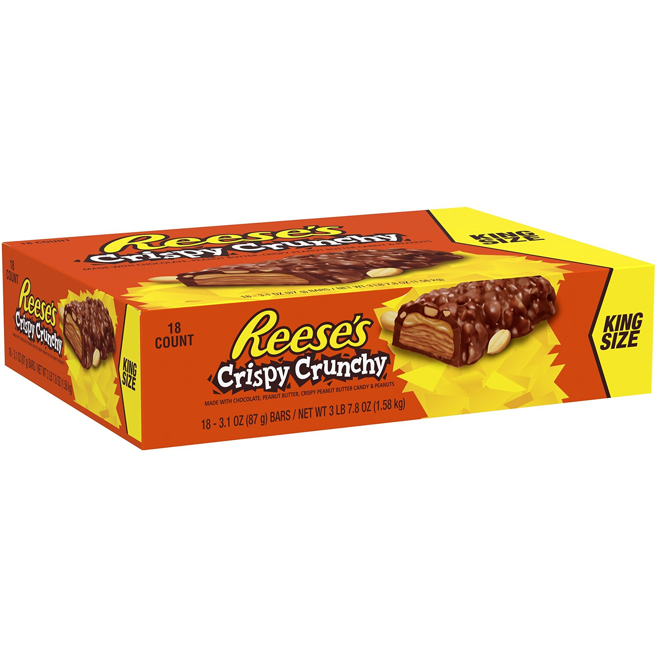 Reese's Peanut Butter Candy Bar Crispy Crunchy Bars, King Size (Pack Of 18)