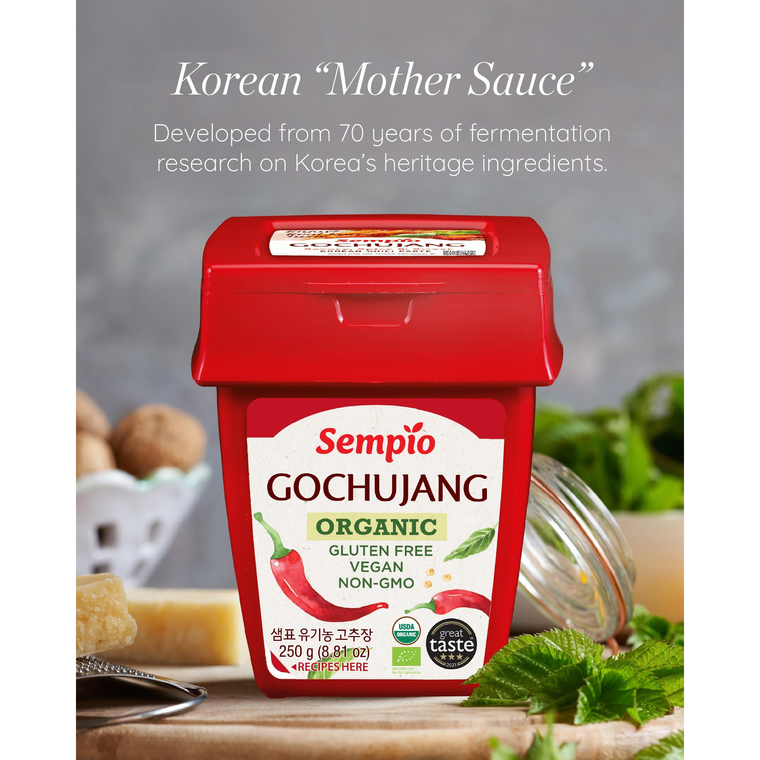 Sempio Organic Gochujang (8.8Oz) - Korean Chili Paste, Sweet, Savory & Spicy. Premium Red Pepper Sauce For Tteokbokki, Korean Food. Vegan, Non-Gmo.