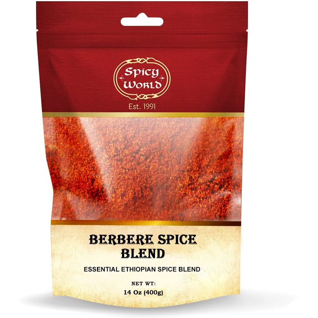 Spicy World Berbere Spice Blend | Authentic Ethiopian Seasoning Hand-Blended | Rich 14-Spice Mix For Flavorful Dishes (14 Oz)