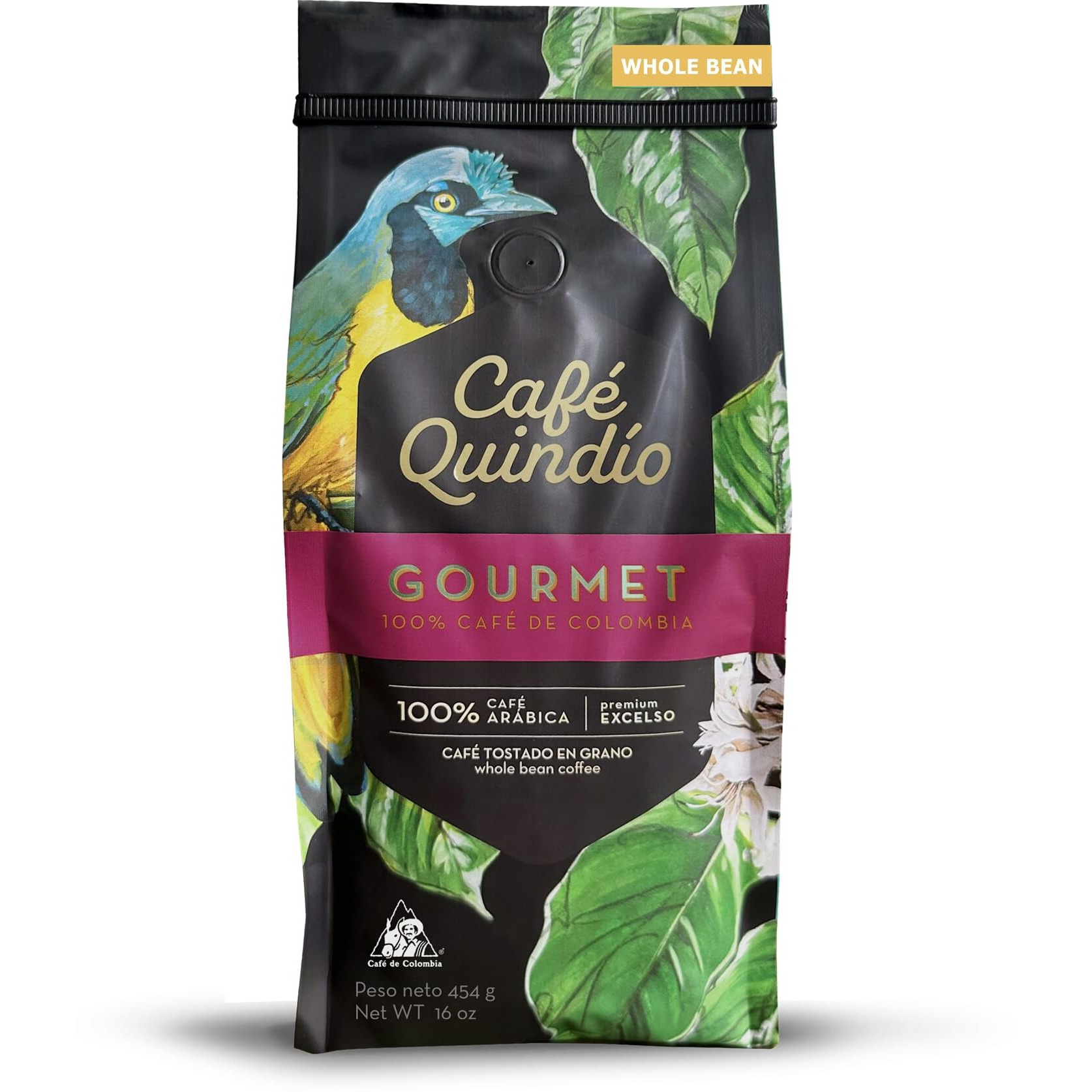 Cafe Quindio Gourmet Whole Bean Coffee, 100% Colombian Excelso Coffee (16 Oz / 454G)