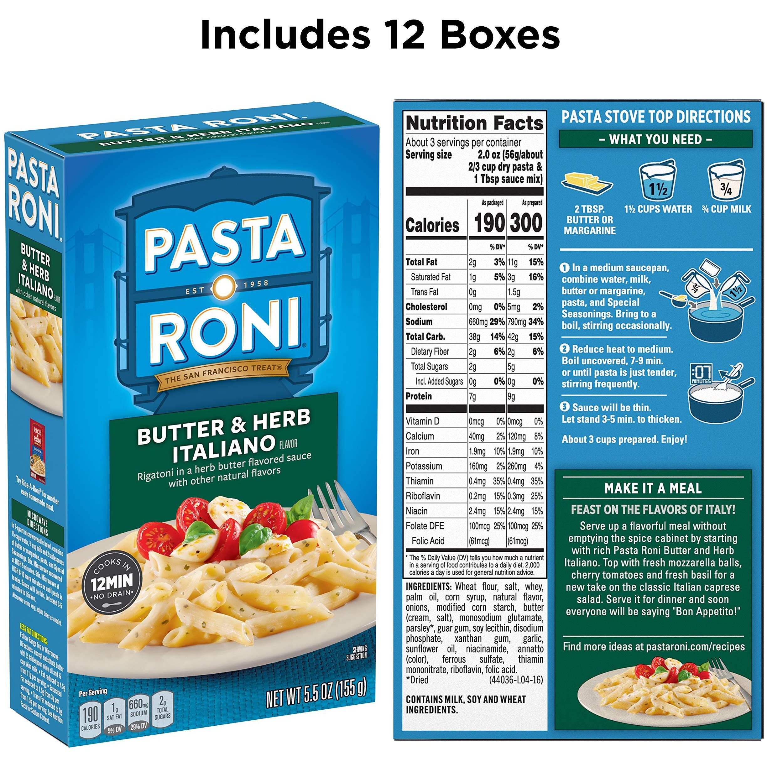 Pasta Roni Butter & Herb Italiano Rigatoni Mix, 5.5 Oz, (Pack Of 12 Boxes)