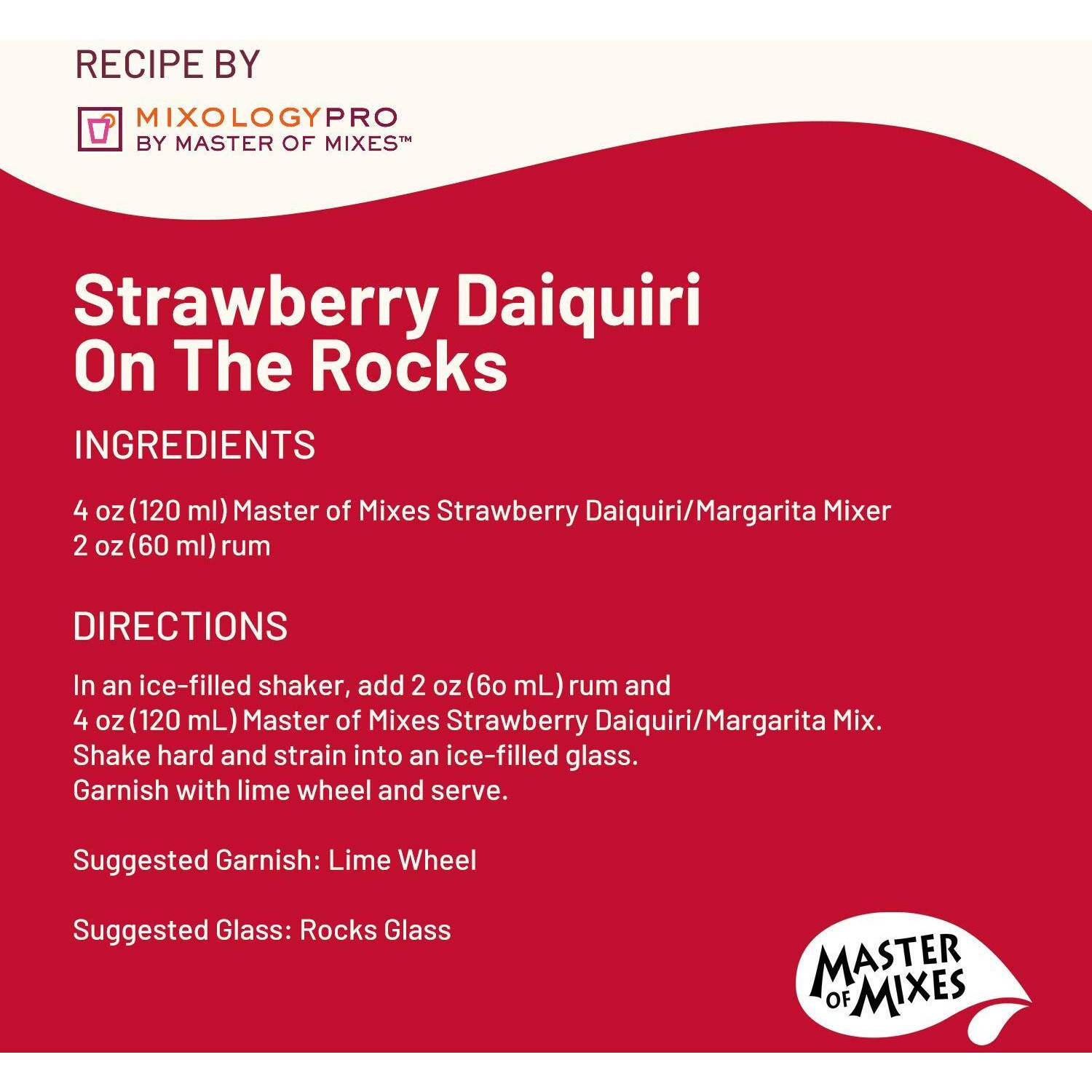 Master Of Mixes Strawberry Daiquiri/Margarita Drink Mix, Ready To Use, 1.75 Liter Bottle (59.2 Fl Oz), Pack Of 3