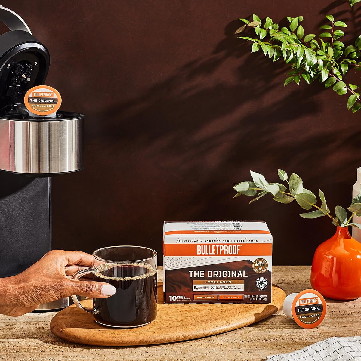 Bulletproof The Original + Collagen Single-Serve Coffee Pods, 10 Count, 100% Arabica Coffee Sourced From Central And South America With Collagen