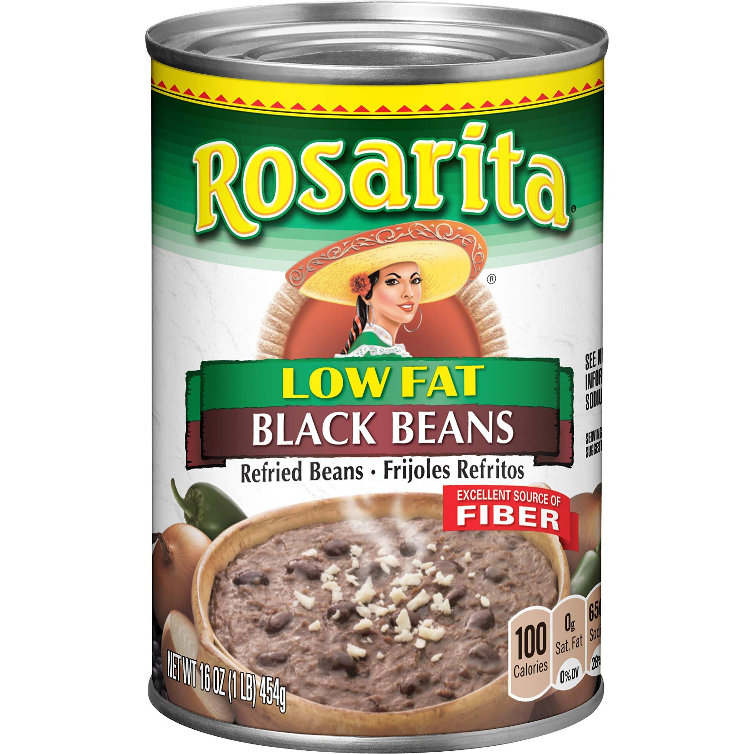 Rosarita Low Fat Refried Black Beans, 16 Oz, 12 Pack