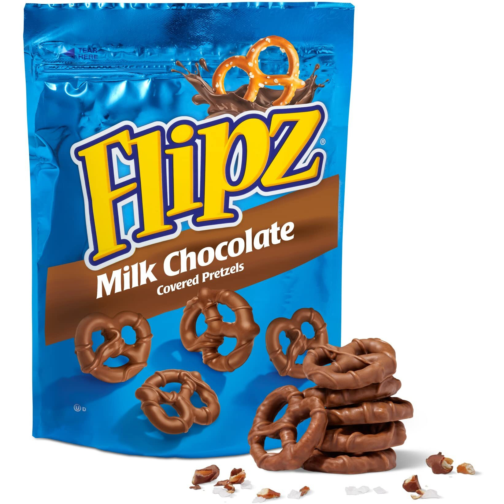 Flipz Milk Chocolate Covered Pretzels (5Oz, Pack Of 6), Perfect Sweet, Salty, & Crunchy Snack For Adults And Kids