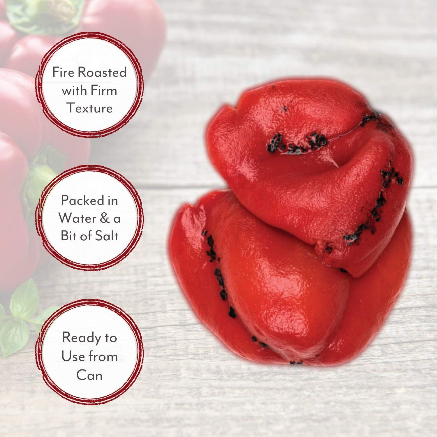 Roland Foods Whole Fire Roasted Red Peppers, 28 Ounce Can, Pack Of 4