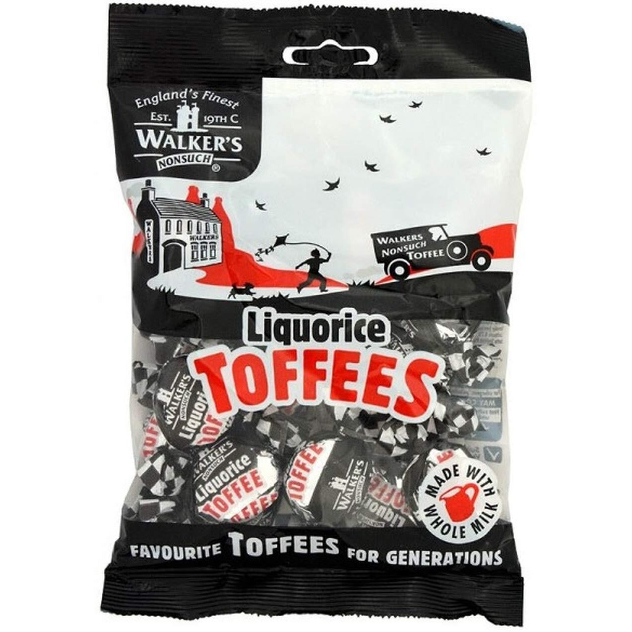 Walkers' Nonsuch Liquorice Toffees | With Condensed Milk & Black Treacle | Imported From The Uk | Traditional British Candy | Old Fashioned Licorice Toffee | 5.29 Oz (Pack Of 6)