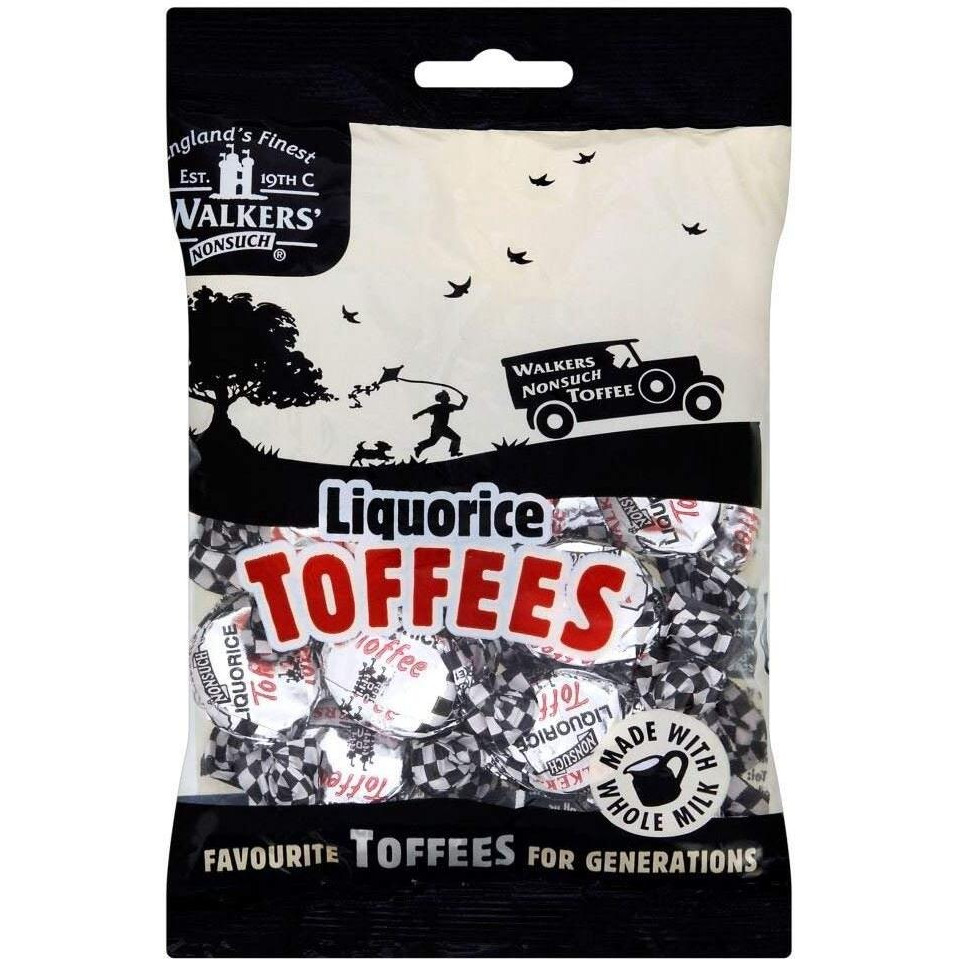 Walkers' Nonsuch Liquorice Toffees | With Condensed Milk & Black Treacle | Imported From The Uk | Traditional British Candy | Old Fashioned Licorice Toffee | 5.29 Oz (Pack Of 6)