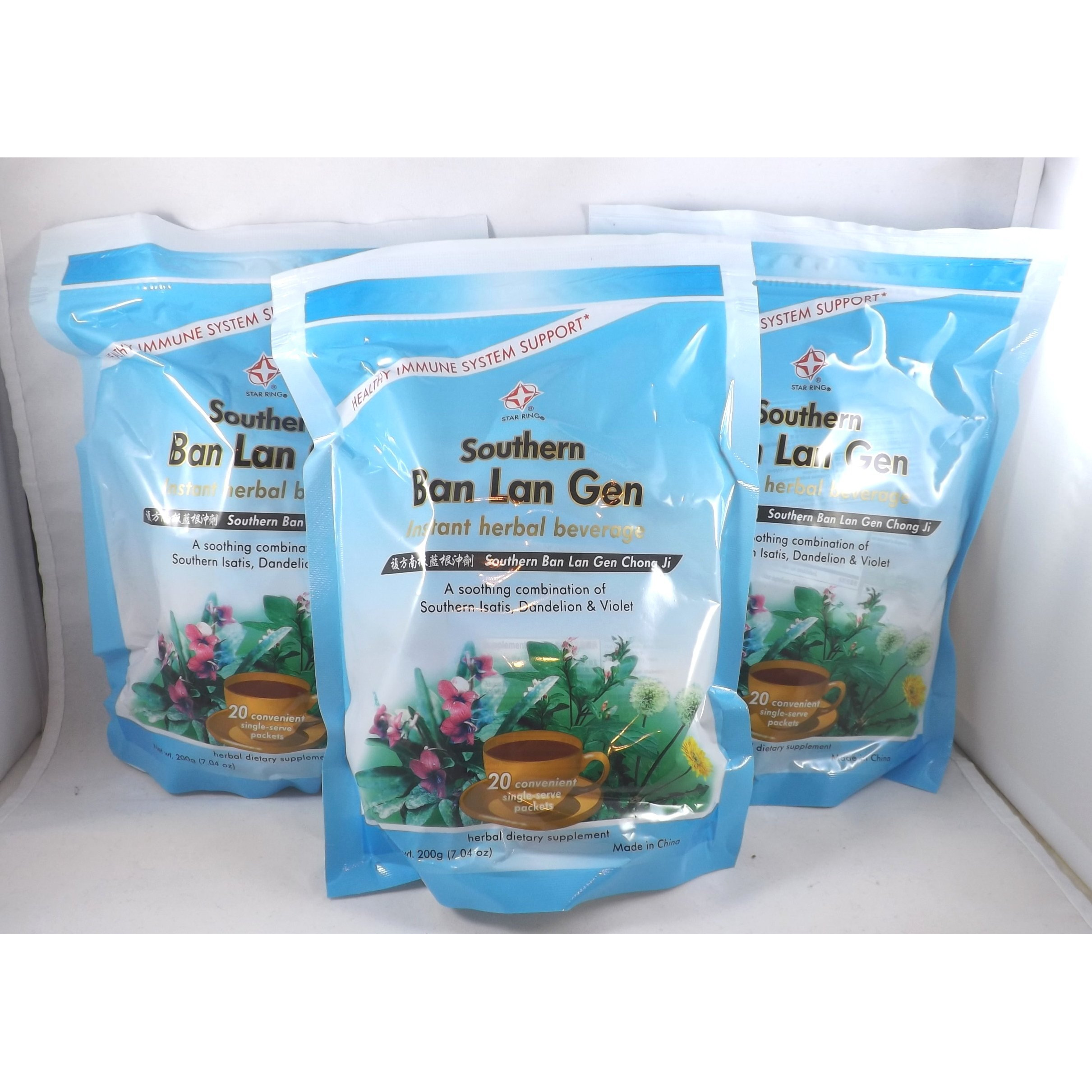 3 Pack Ban Lan Gen Chong Ji, Instant Herbal Beverage, Tea, Drink, 3 X 20 Servings