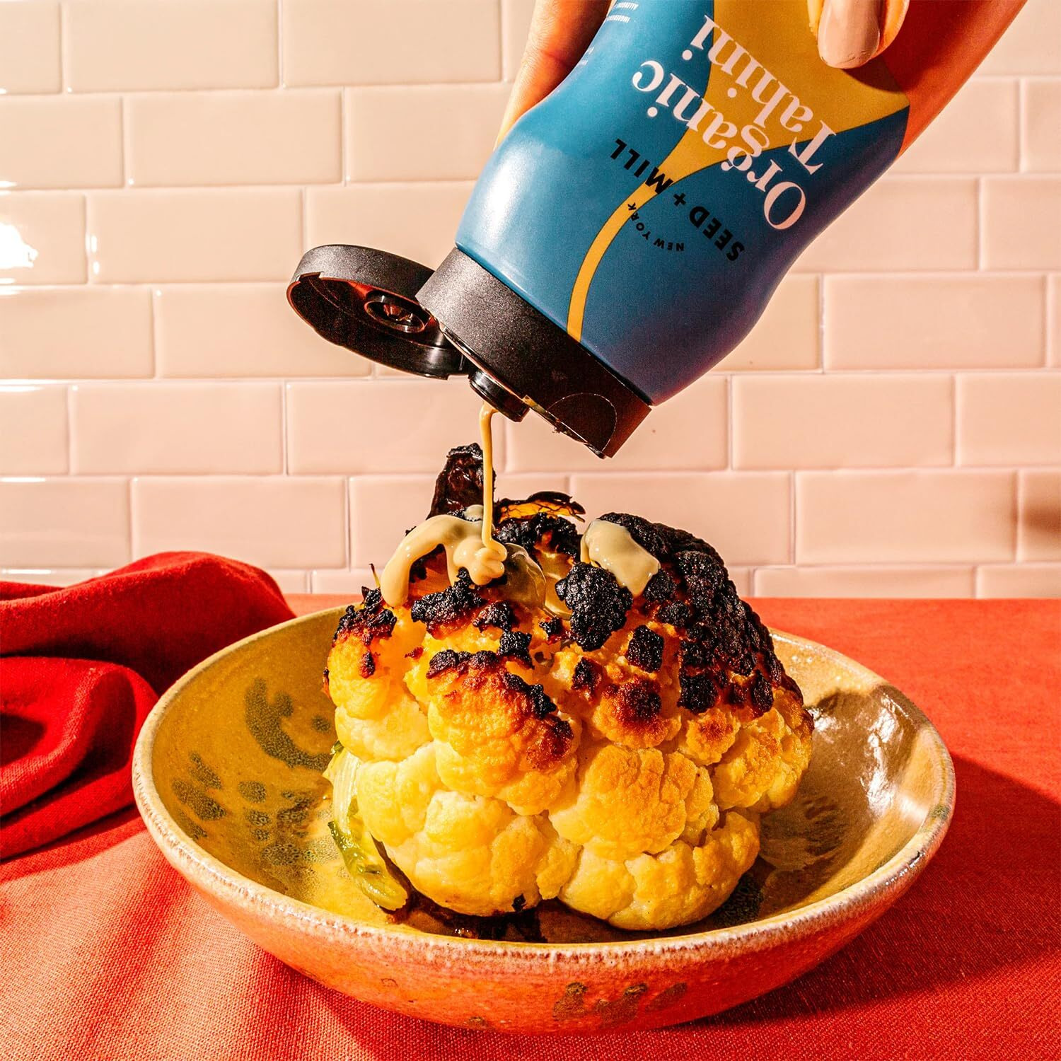 Seed + Mill - Organic Tahini Sauce - Vegan, Kosher, Non-Gmo, Keto, Paleo, Whole30, Gluten Free - Silky Smooth Texture - Great In Hummus, Dips, Dressings, & On Falafel - 10.93Oz Squeeze Bottle