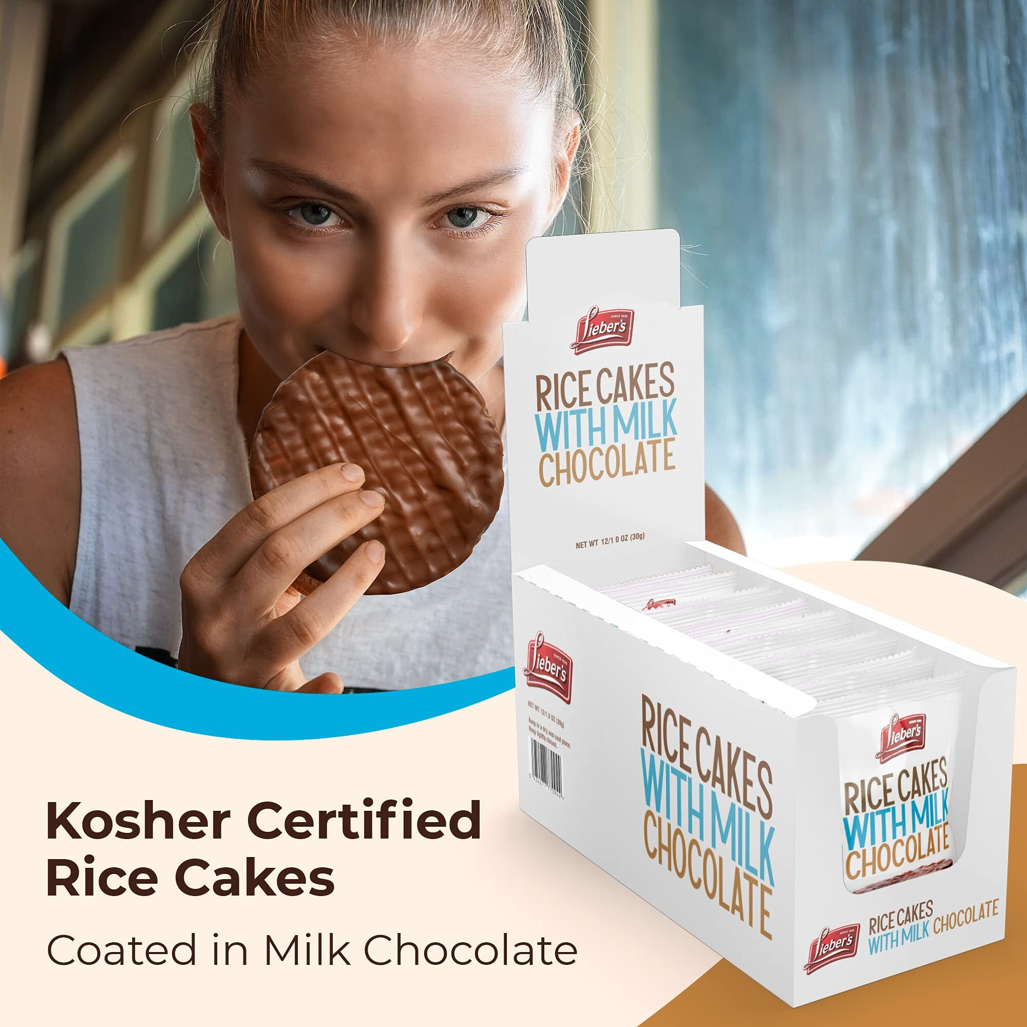 Lieber's Milk Chocolate Rice Cakes, Snack Pack, Gift Pack, Kosher Certified Dairy, Gluten Free Total Of 24 Cakes (Milk Chocolate)