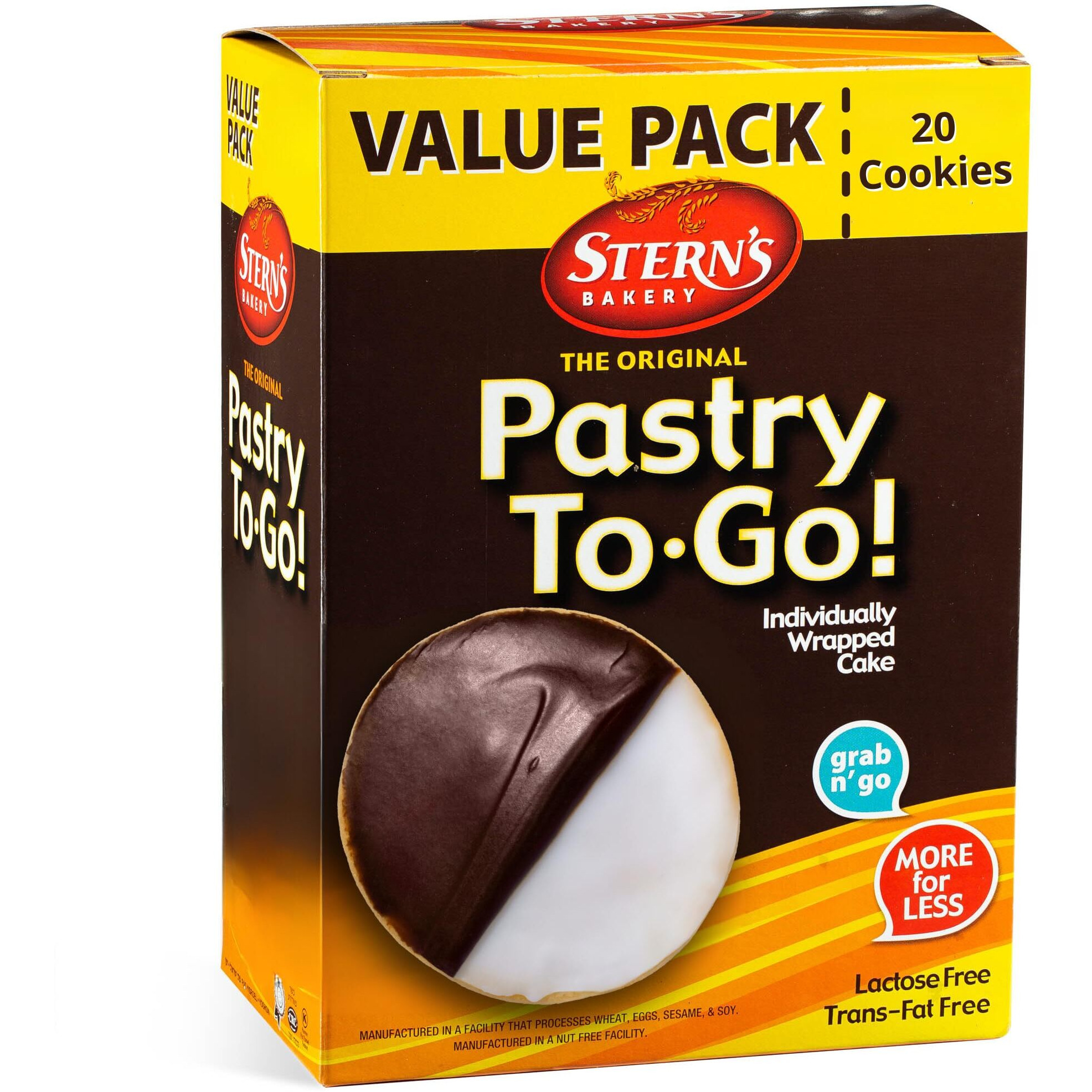Black And White Cookies | 20 Gourmet Cookies Individually Wrapped | Ny Style Black & White Cookies | Easter Food Gift Baskets | Snack Cakes | Kosher, Dairy & Nut Free | Sterns Bakery