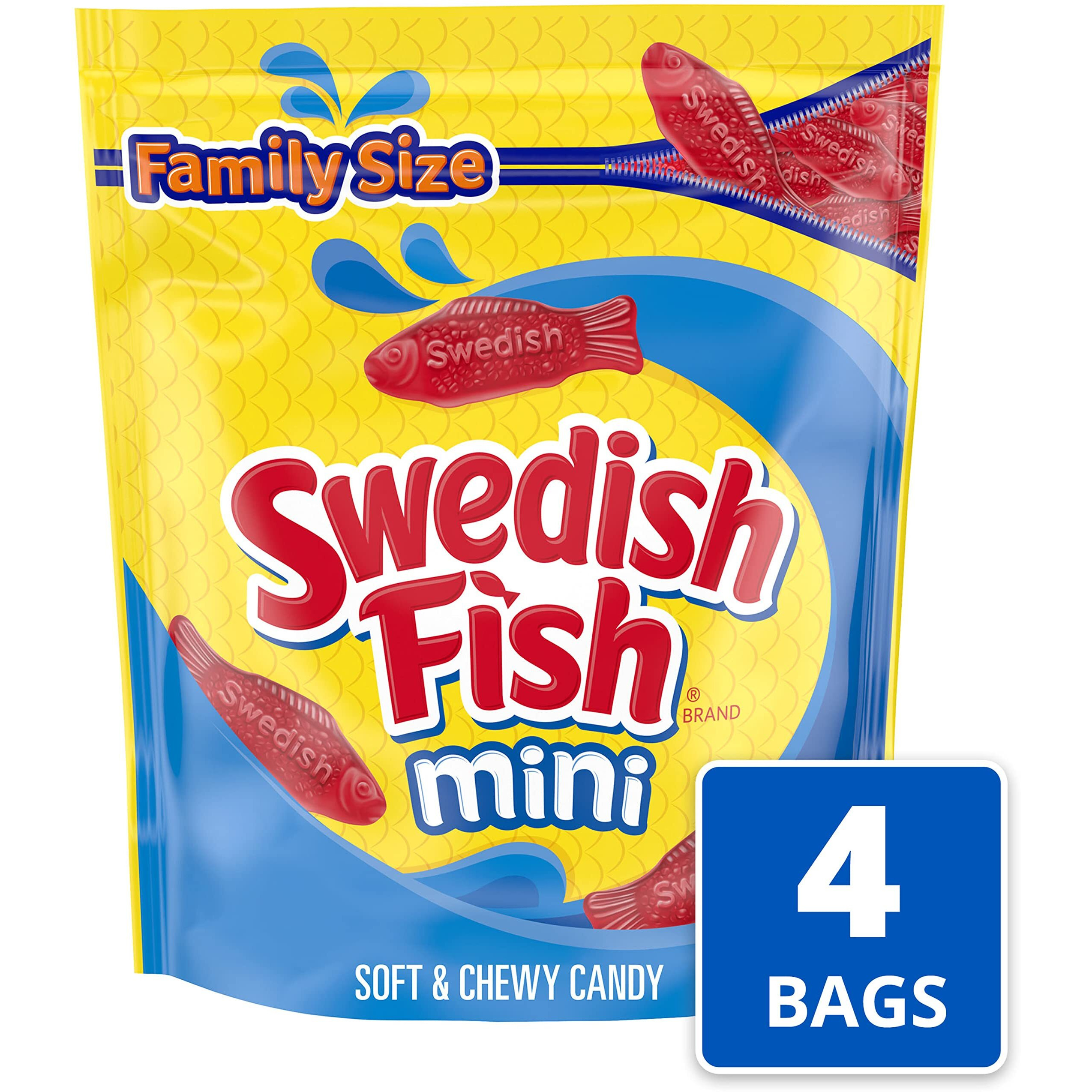 Swedish Fish Mini Soft & Chewy Candy, Family Size, 4 - 1.8 Lb Bags