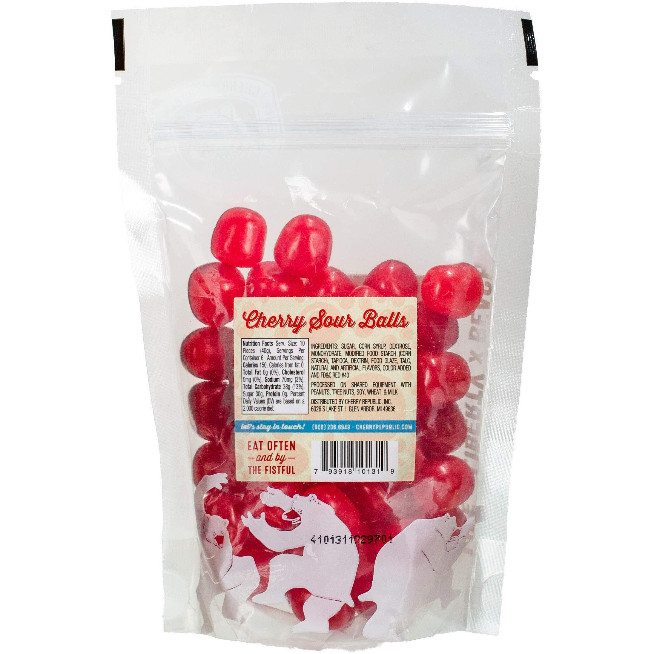 Cherry Republic Cherry Sour Balls - Resealable Pack Sweet & Sour Chewy Candy - 2 X 8 Ounce