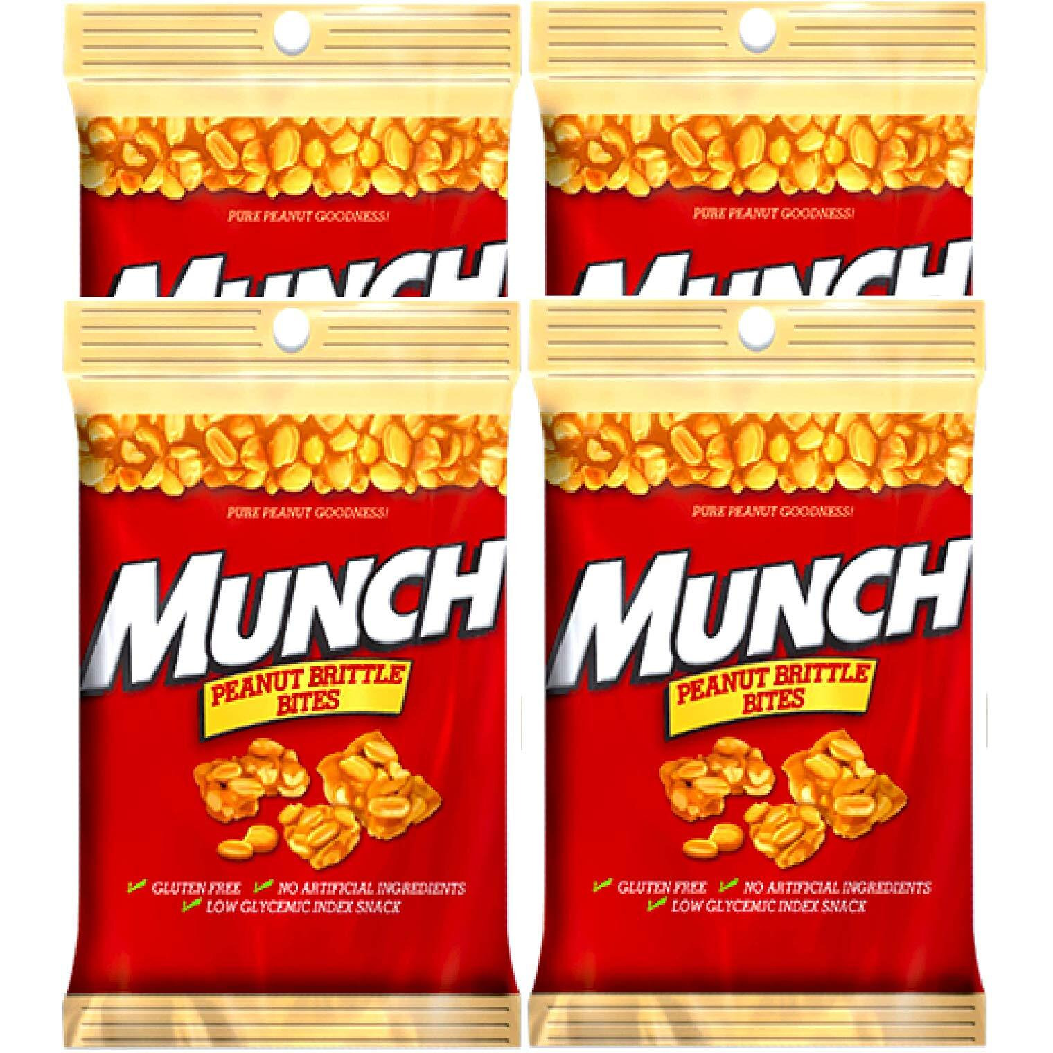 New Munch Pure Peanut Goodness Brittle Bites- 4.0 Oz. On The Go Bag (4)