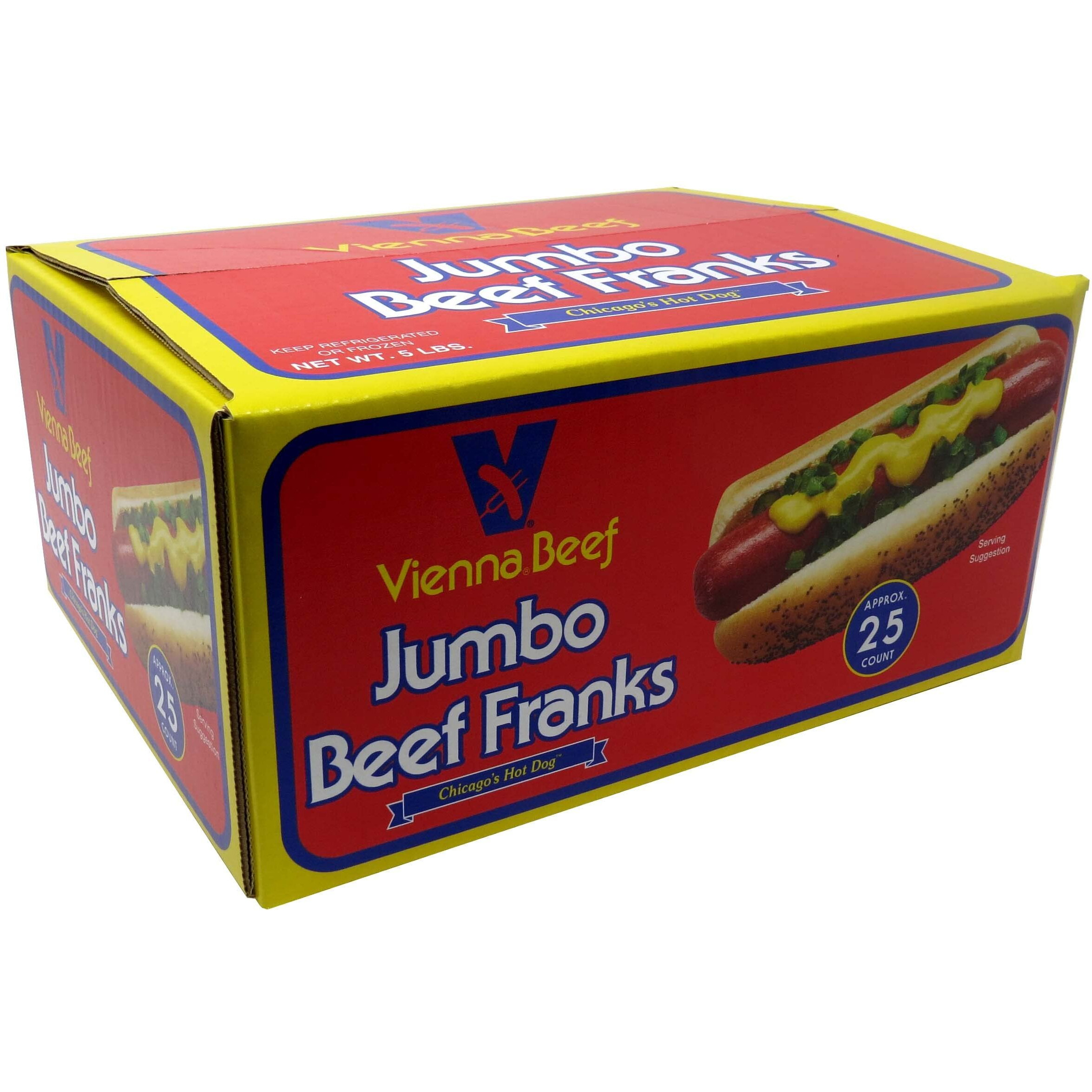 Vienna Beef Jumbo Skinless Franks 6"" 51 5 Lbs. (25 Total Franks)