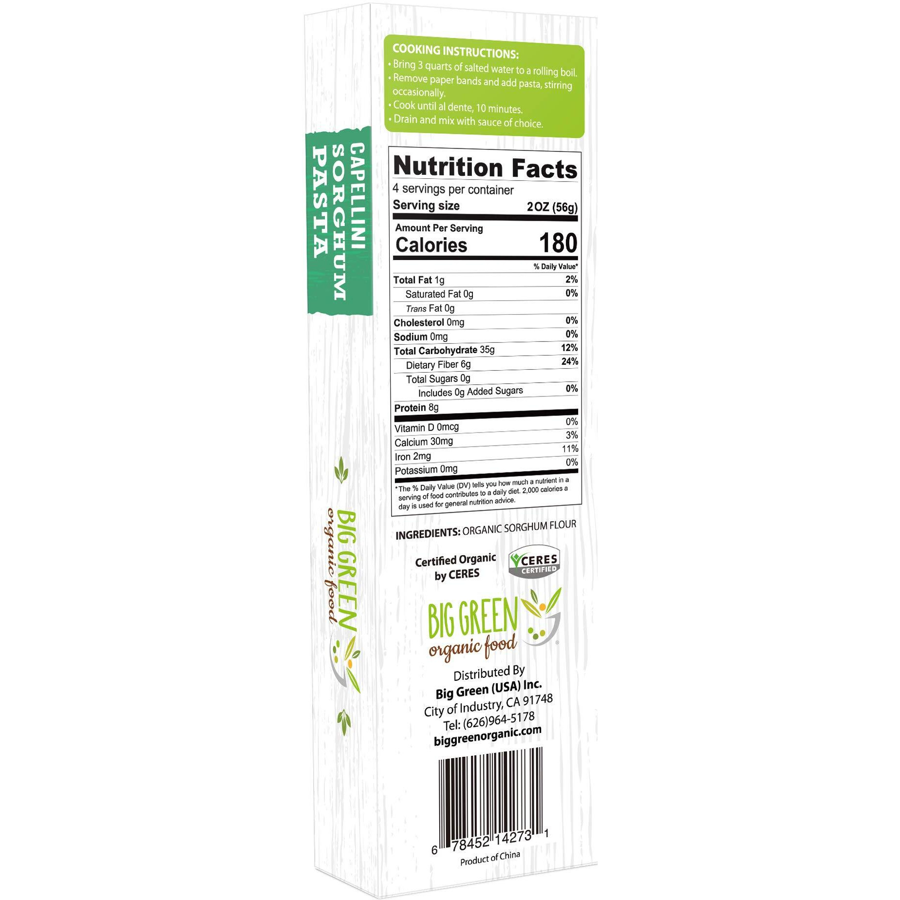 Big Green Organic Food- Organic Sorghum Capellini, 8.8Oz, Gluten-Free, Non-Gmo (1)