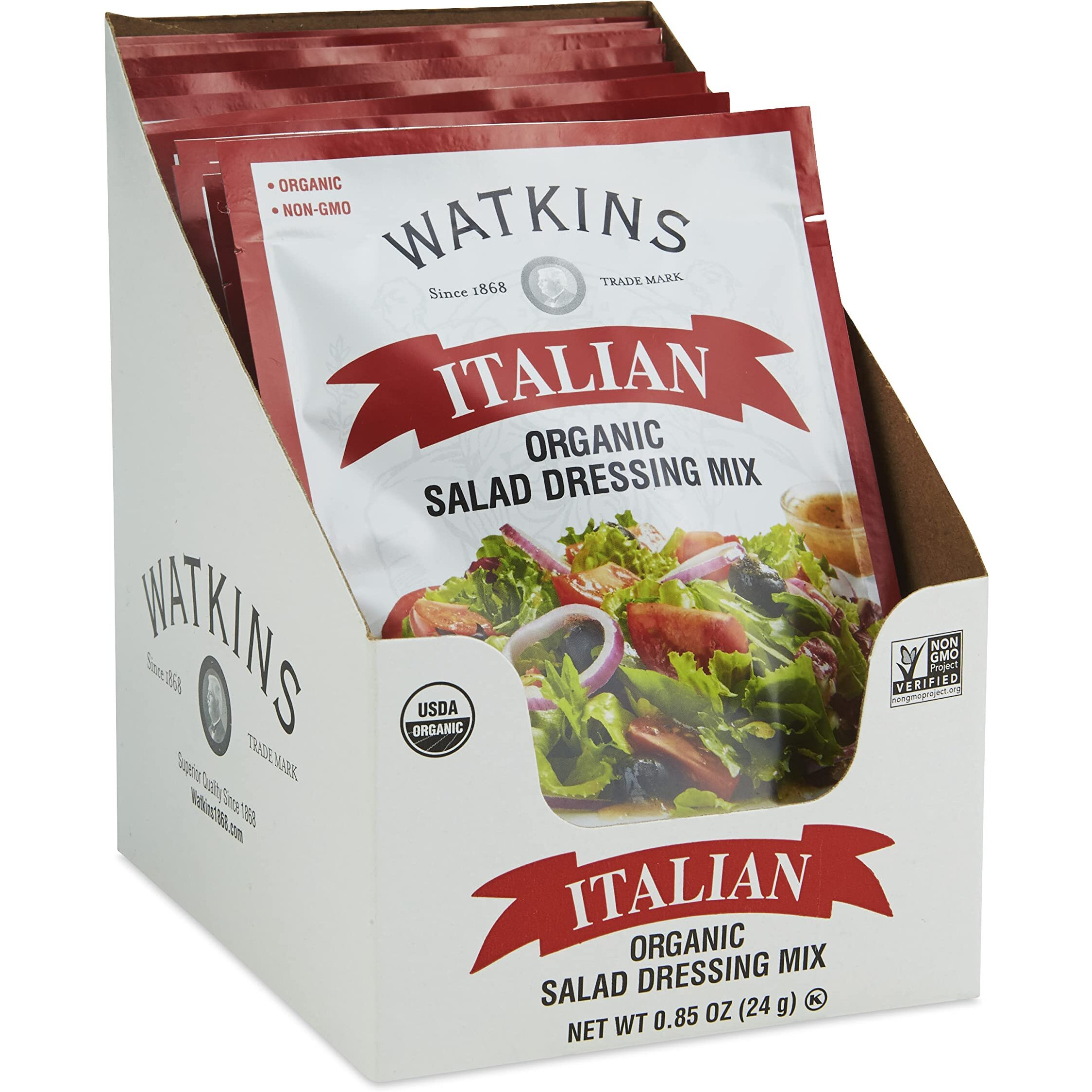 Watkins Organic Italian Salad Dressing Mix, 0.85 Oz. Packets, 12-Pack